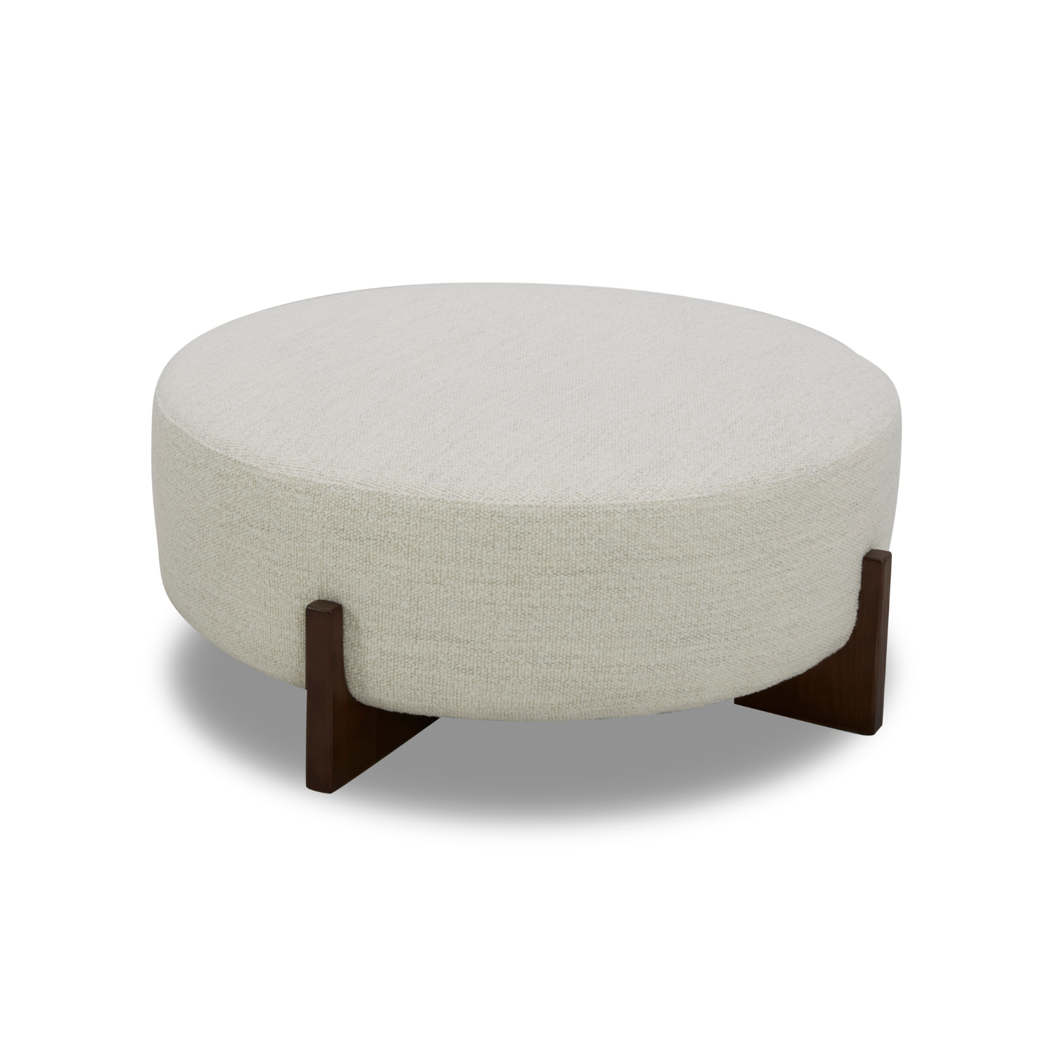 Carmen Ottoman w/ Dark Wood Base - Pearl Boucle
