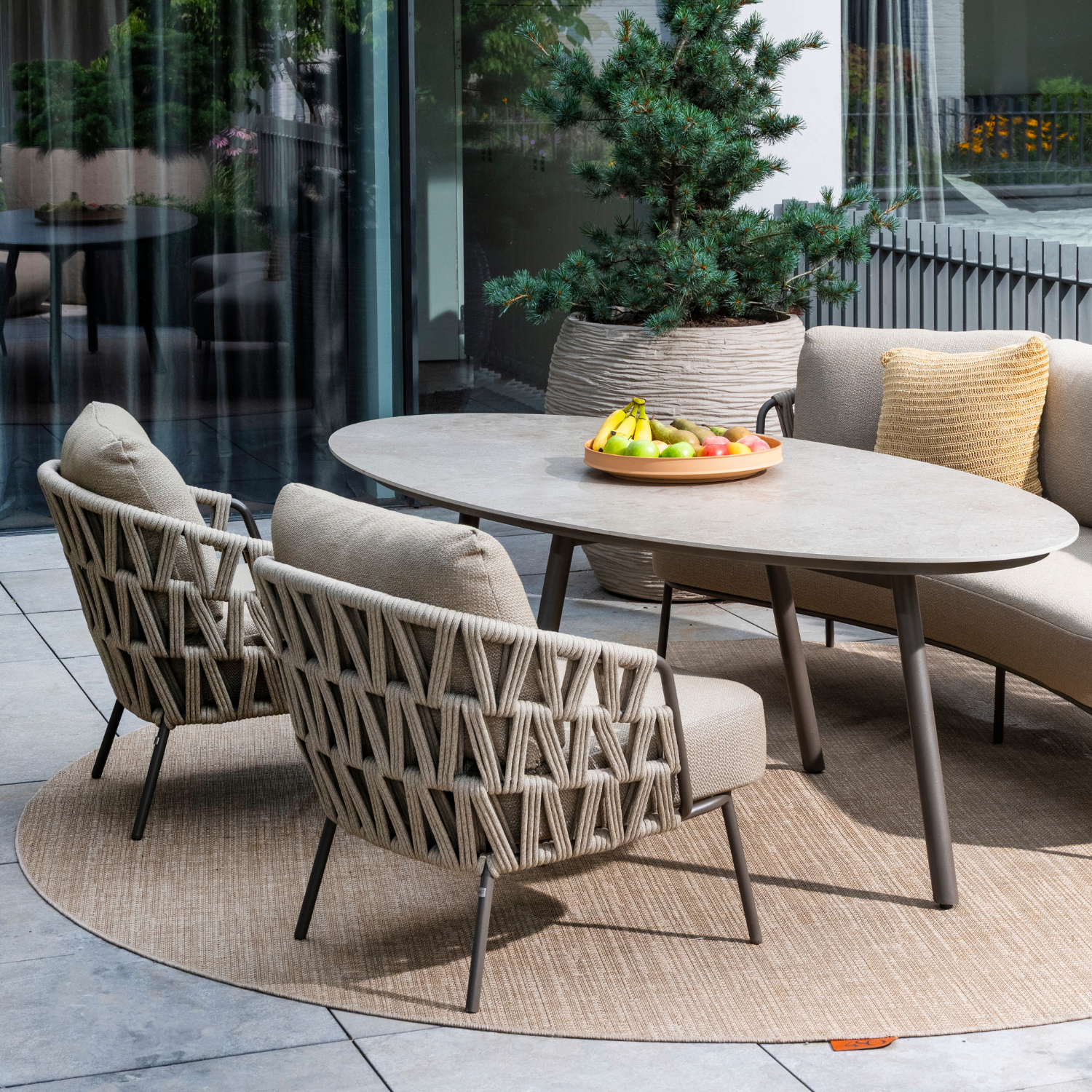 Sandfield Oval Ceramic Chat Table - Charcoal