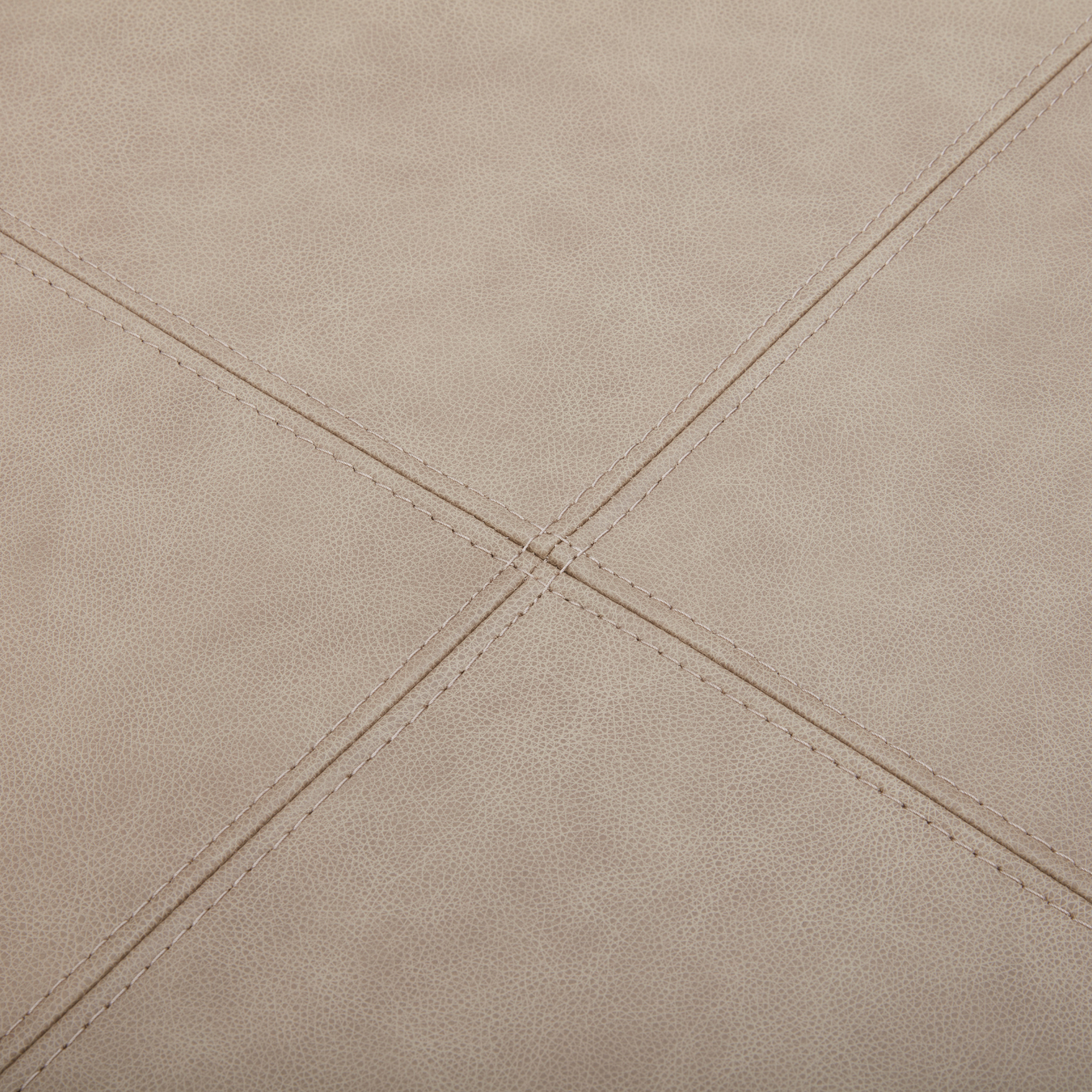 Cameron Ottoman w/ Dark Wood Base - Cobblestone Leather