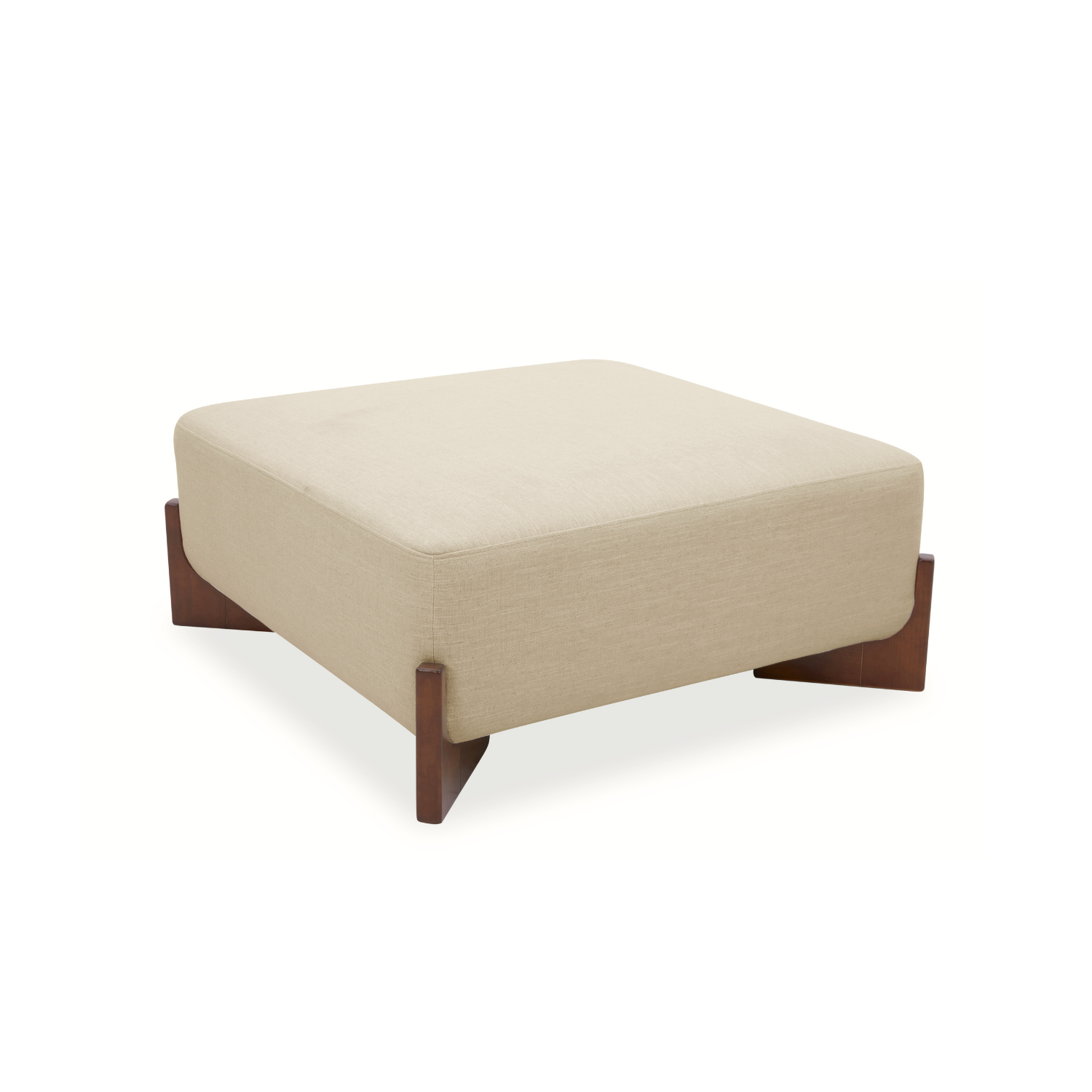 Cameron Ottoman w/ Dark Wood Base - Crypton® Nomad Custard