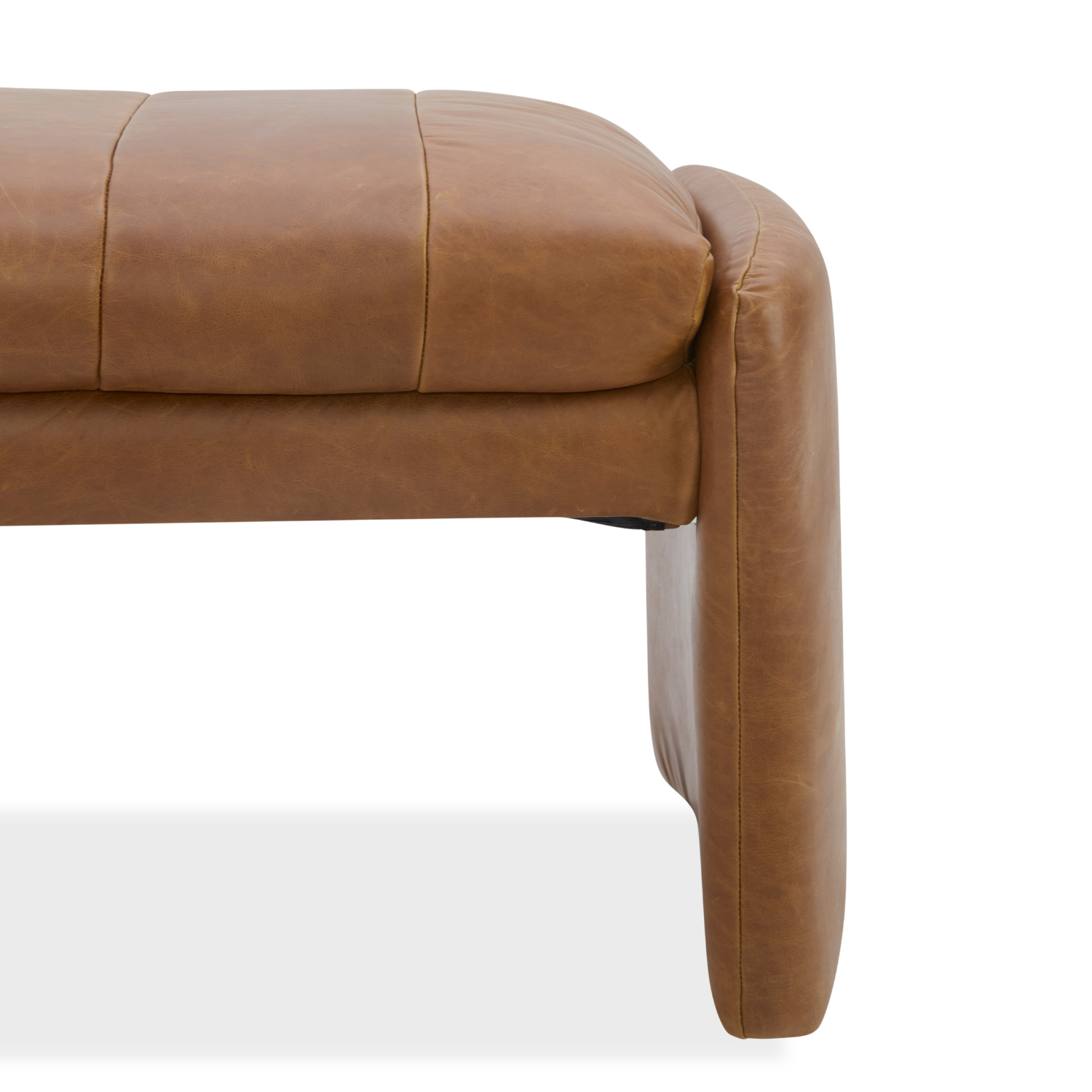 Brown leather sofa corner on a white background