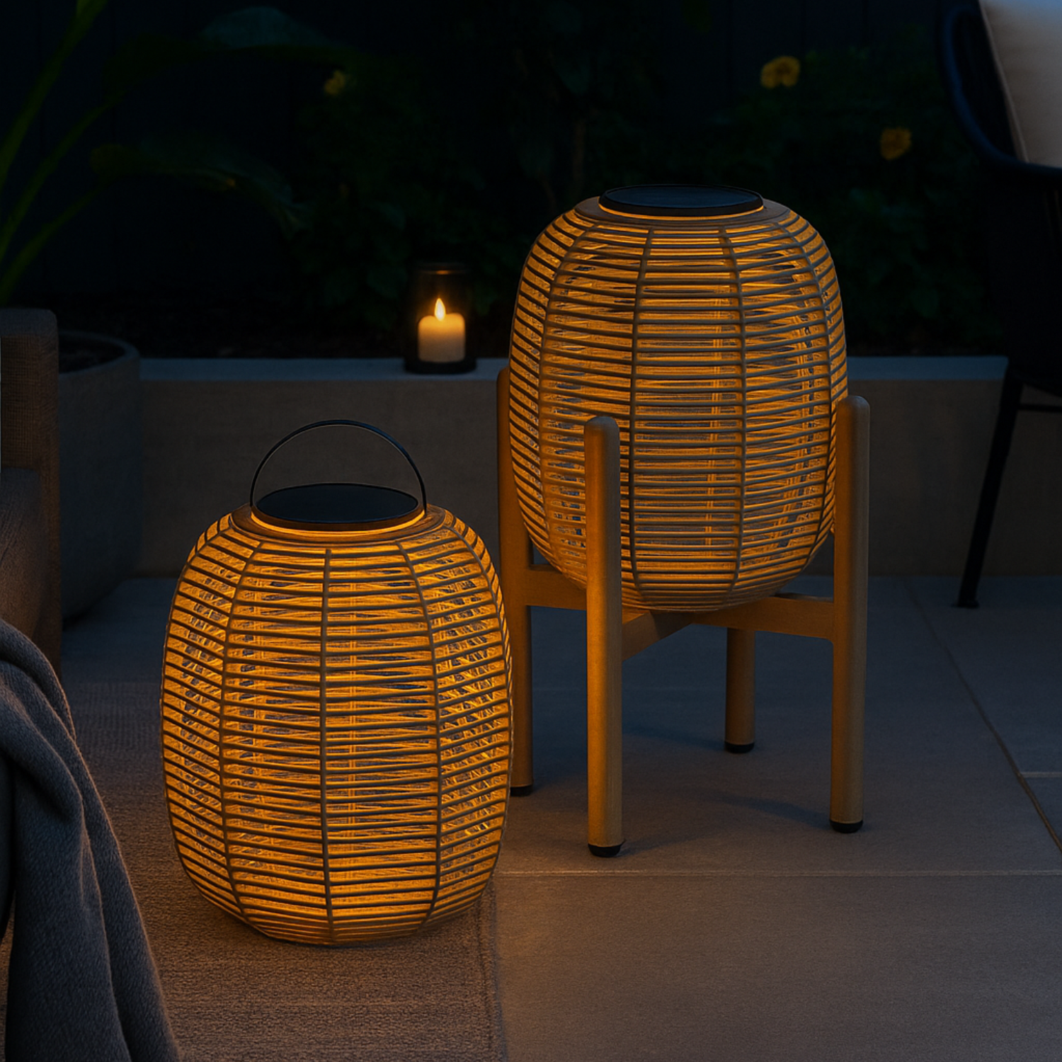 Hudson Solar Lantern - Stone Taupe