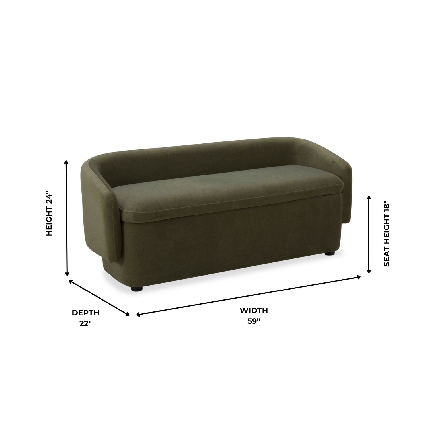 Capri Storage Bench - Forest Green Matte Velvet