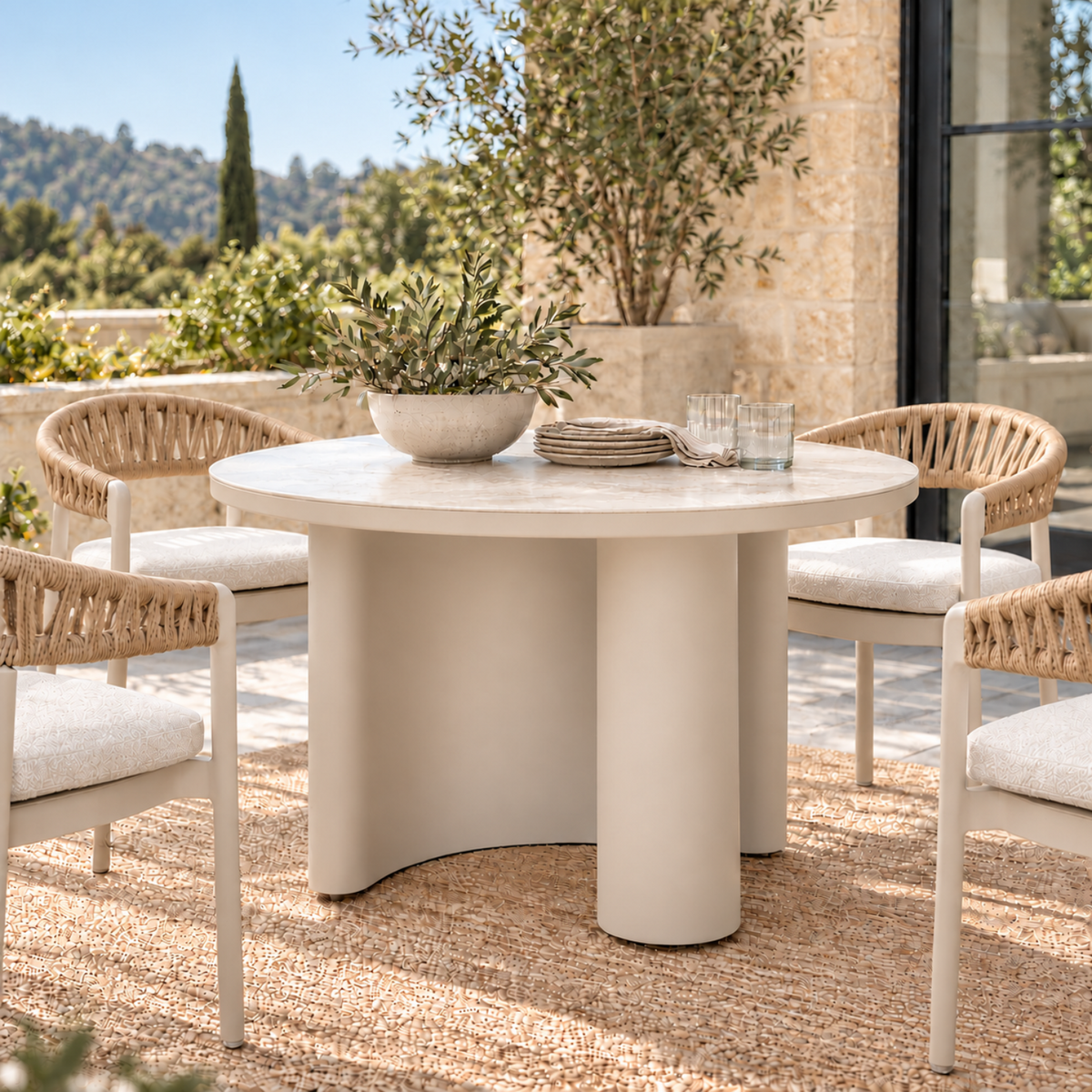 Sable Ceramic 47" Round Dining Table - Stone Taupe