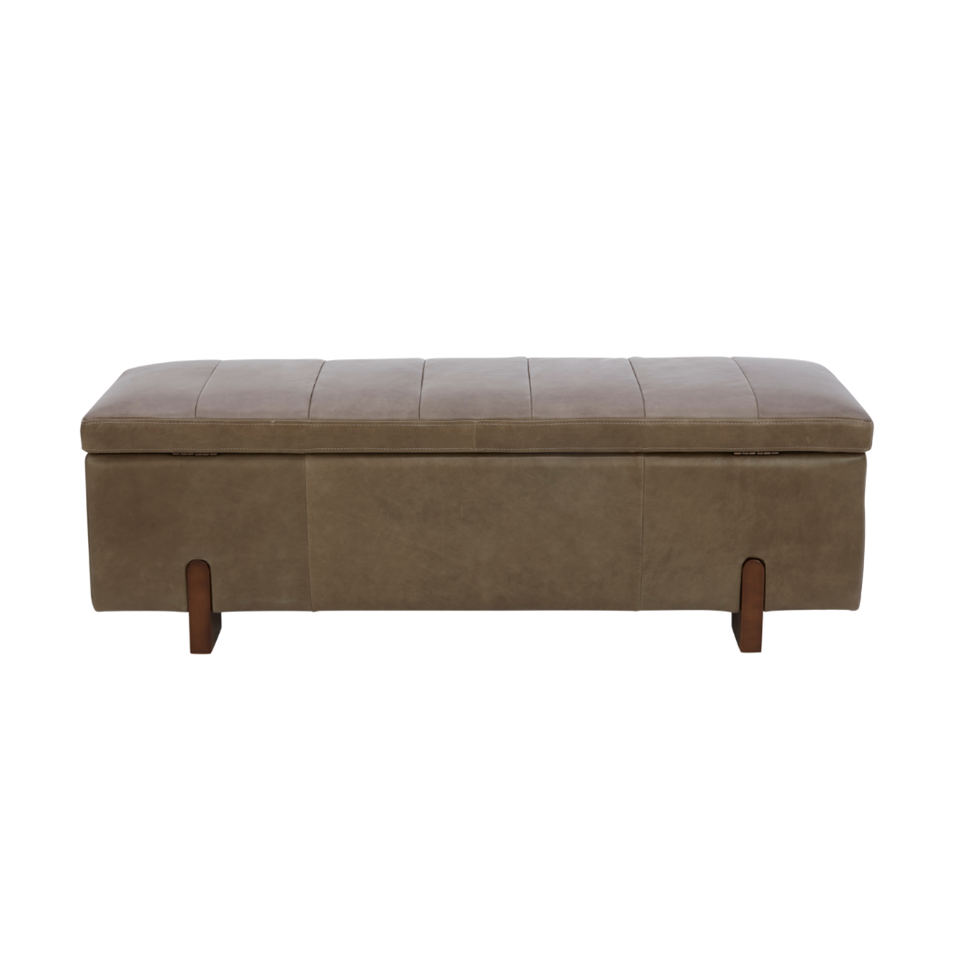 Broadview Storage Bench - Concord Pewter Leather