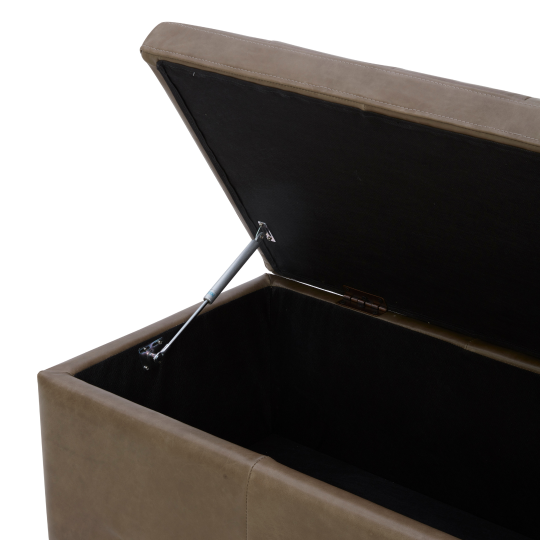 Broadview Storage Bench - Concord Pewter Leather