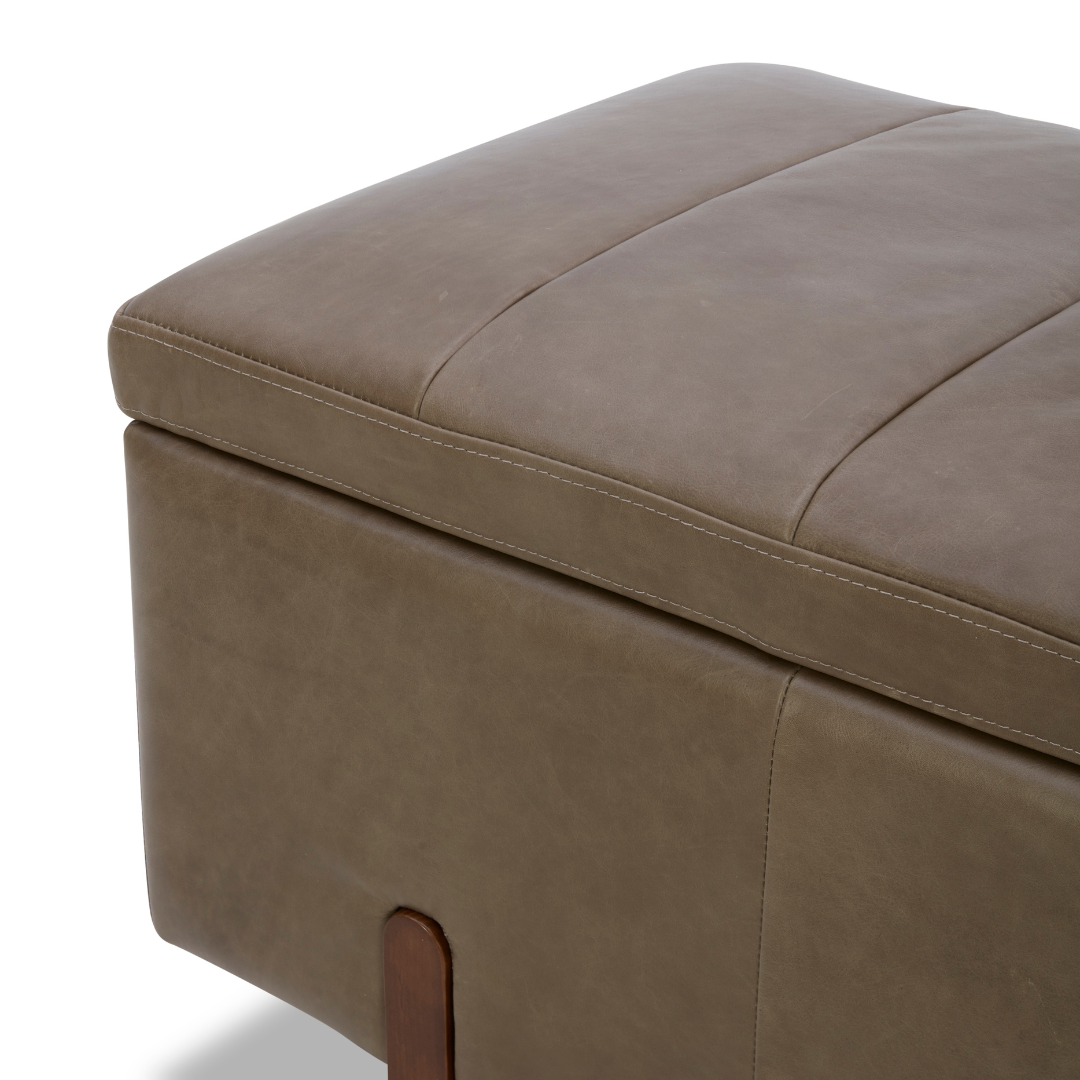 Broadview Storage Bench - Concord Pewter Leather