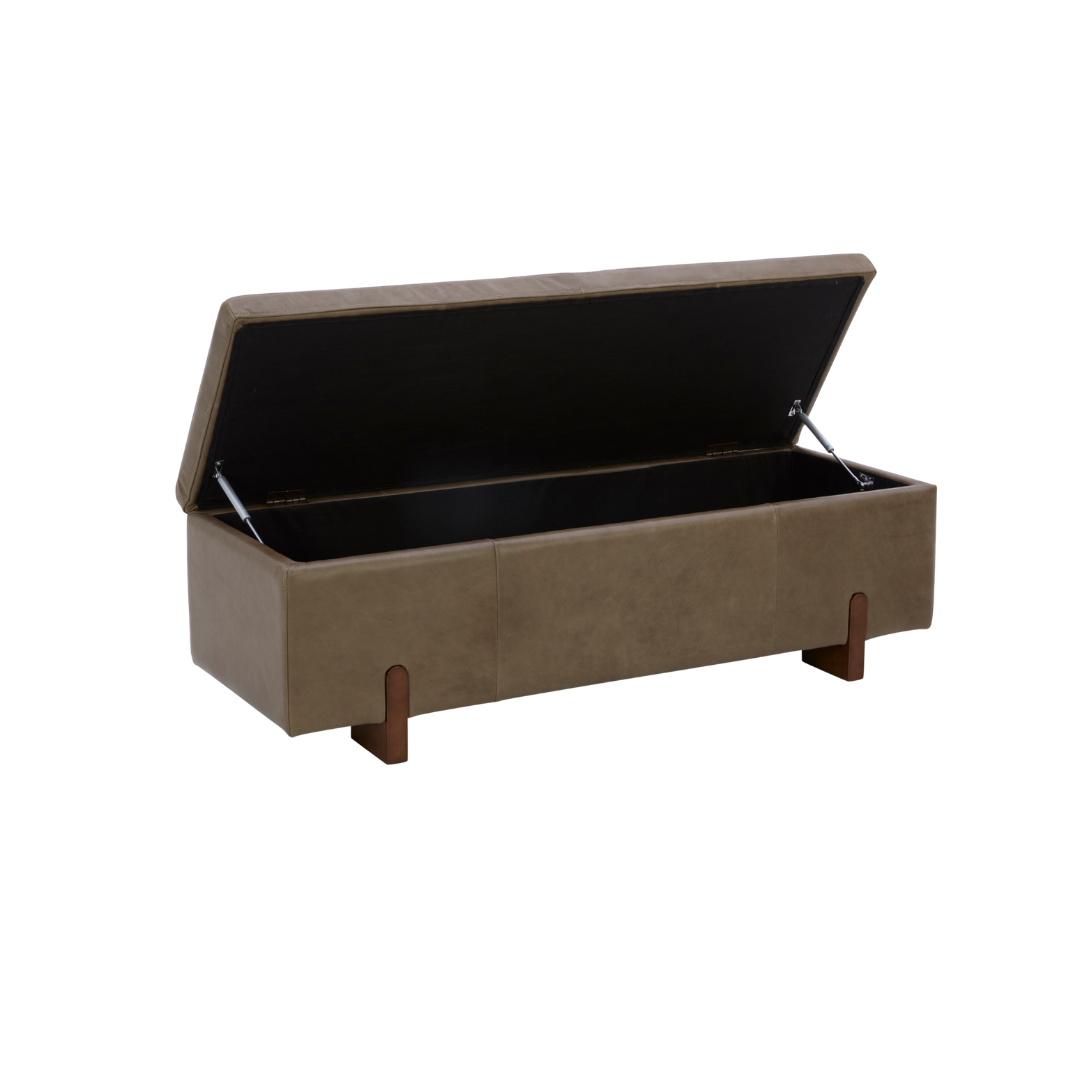 Broadview Storage Bench - Concord Pewter Leather