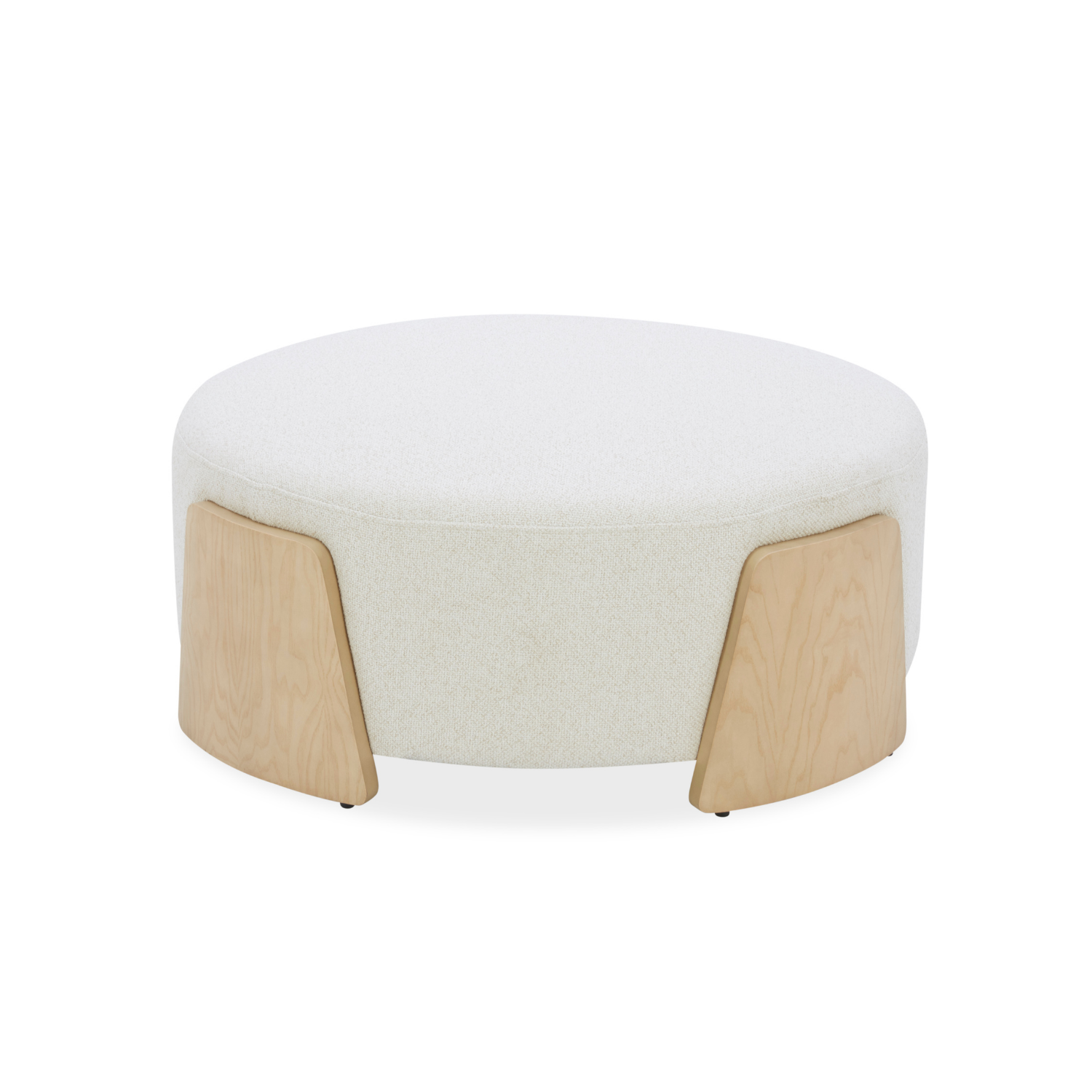 Porter Ottoman w/ Natural Wood Base - Linen Weave