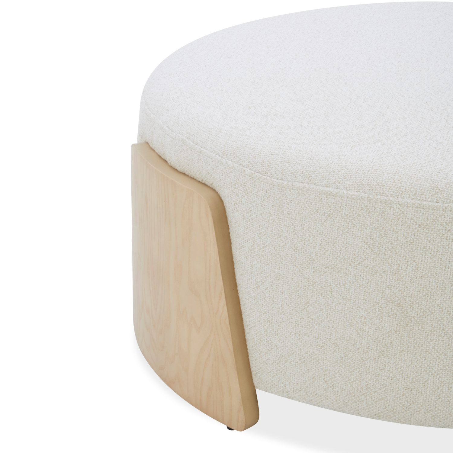 Porter Ottoman w/ Natural Wood Base - Linen Weave