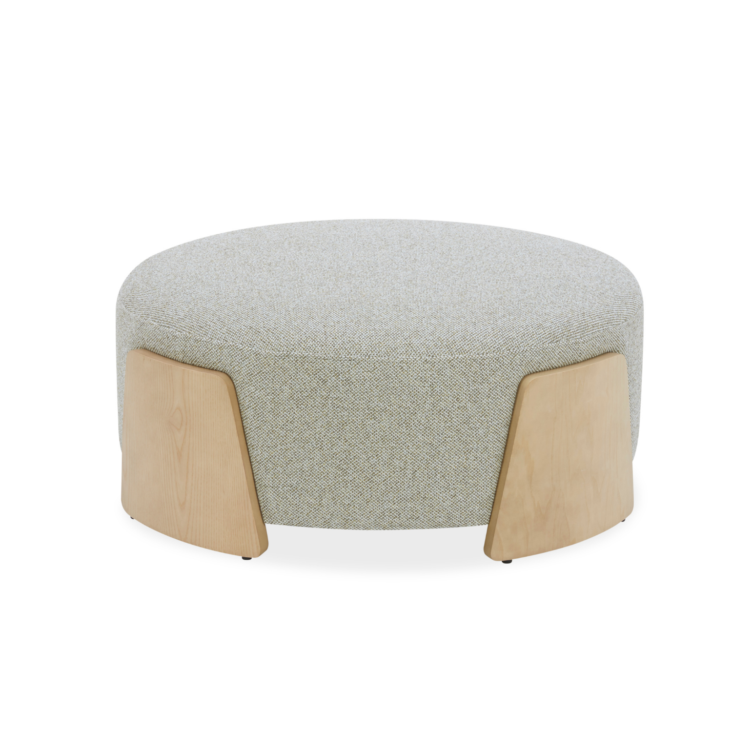 Porter Ottoman w/ Natural Wood Base - Moss Weave