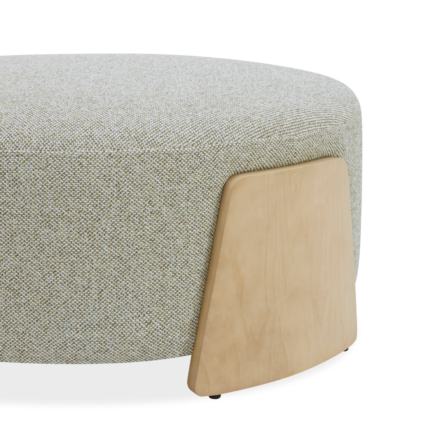Porter Ottoman w/ Natural Wood Base - Moss Weave
