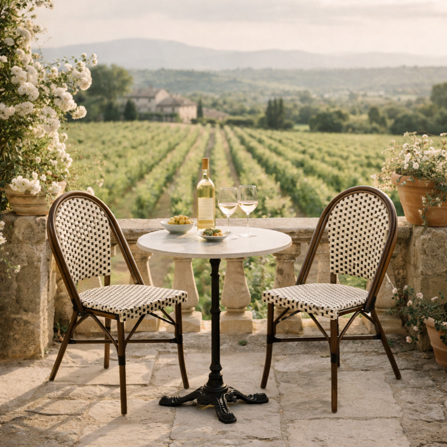 Paris Bistro Table & Chairs (Set of 3) - Ivory/Black