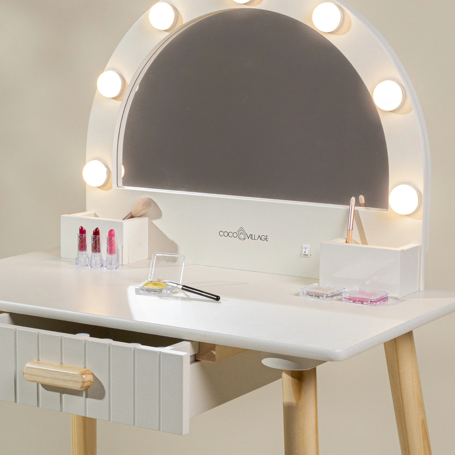 Kids Wood Play Vanity Desk w/ Bench