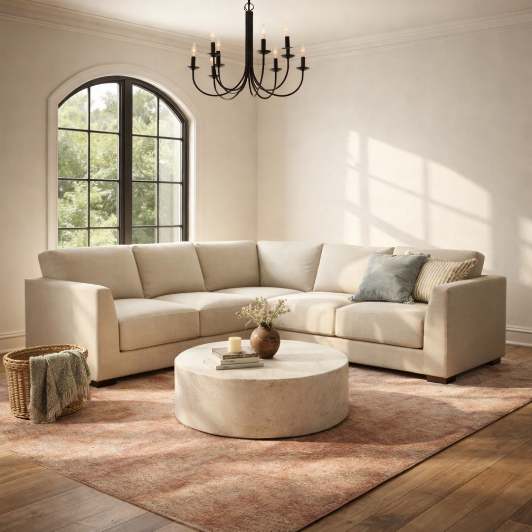 Moncton L-Shape Sectional - Crypton® Nomad Custard