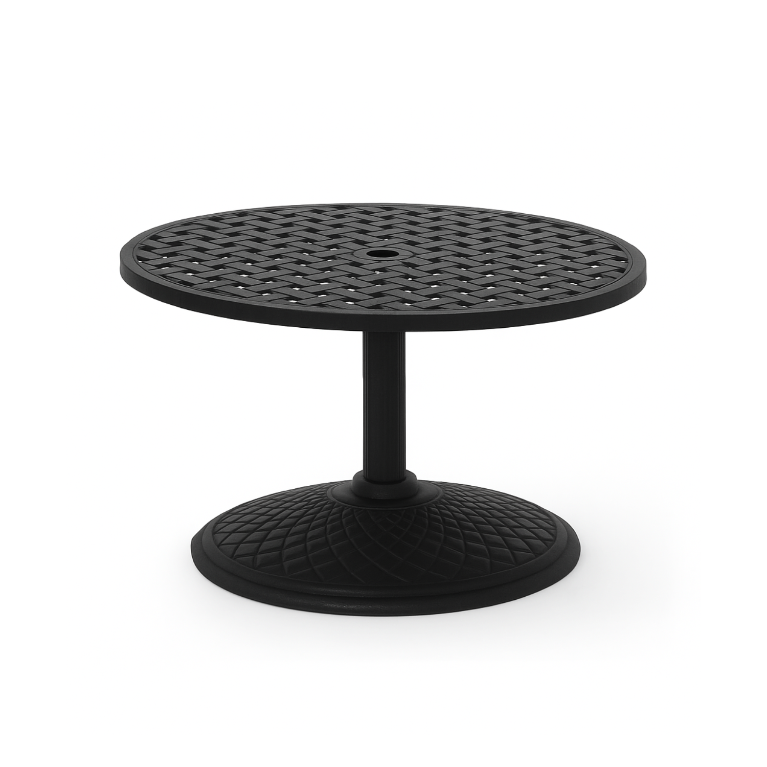Basketweave Round Cocktail Table with Umbrella Hole