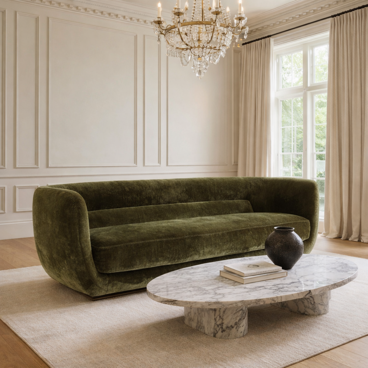 Orbit Sofa - Moss Green Velour