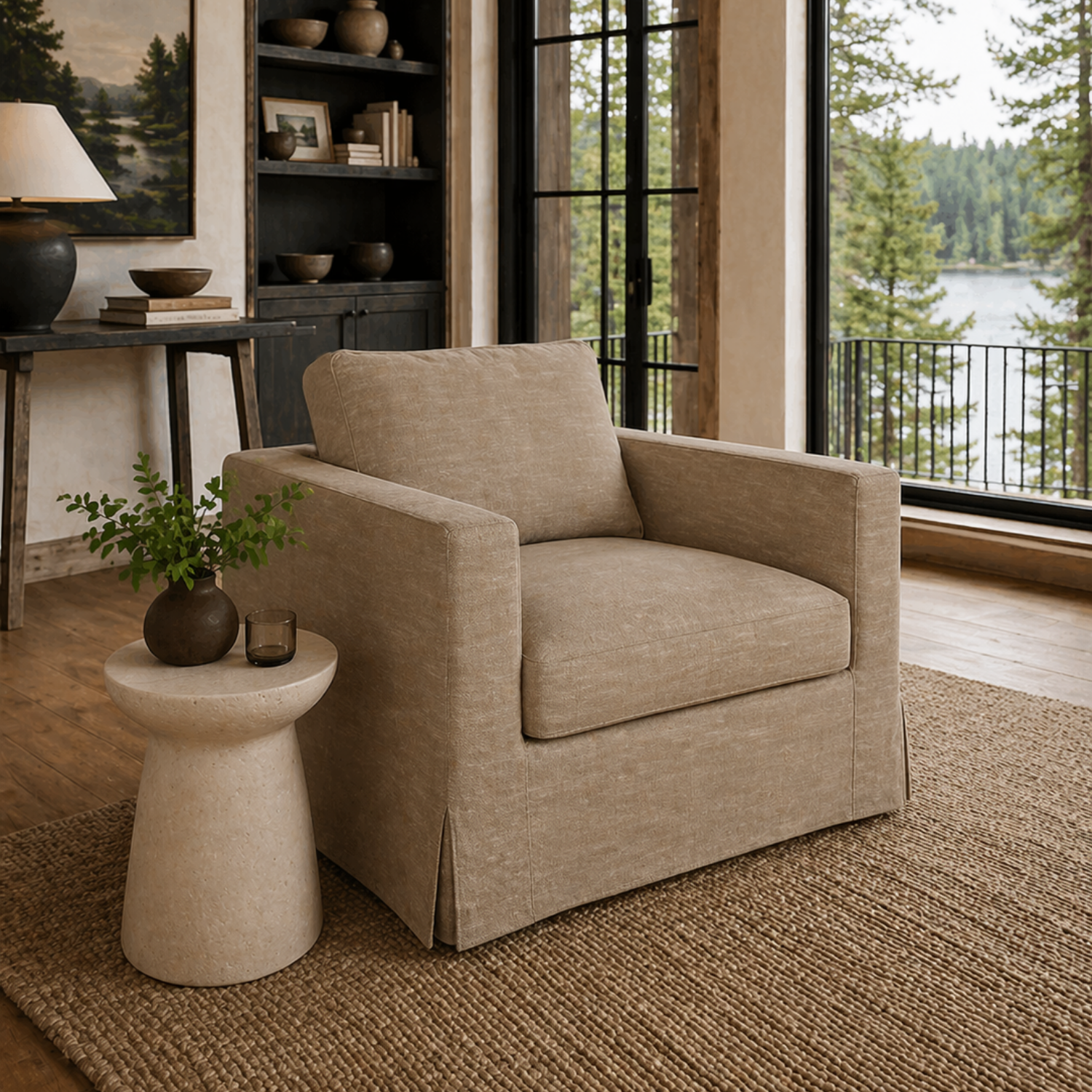 Denver Slipcover Lounge Chair - Linen Brown