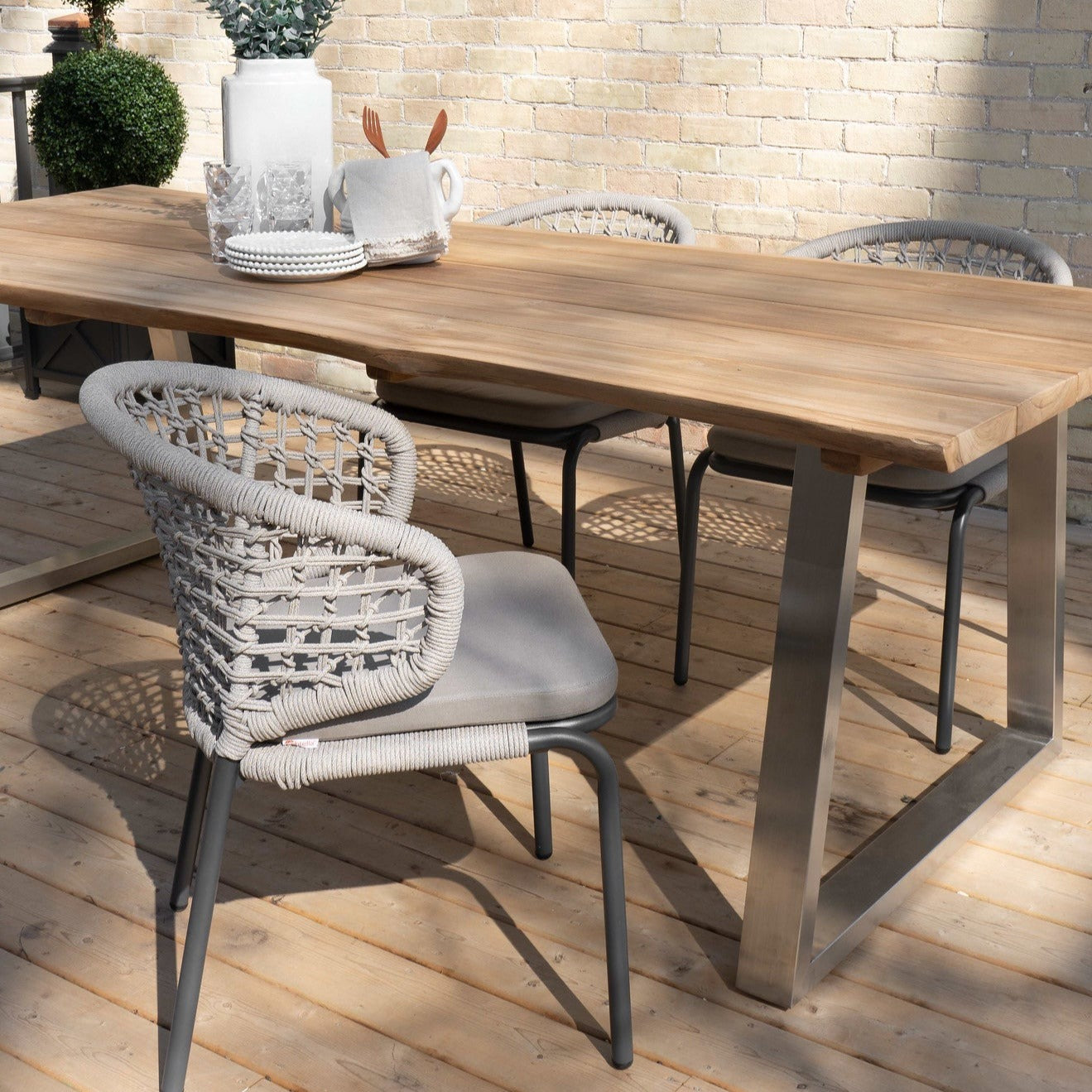 Hudson Canvas Sand Dining Arm Chair