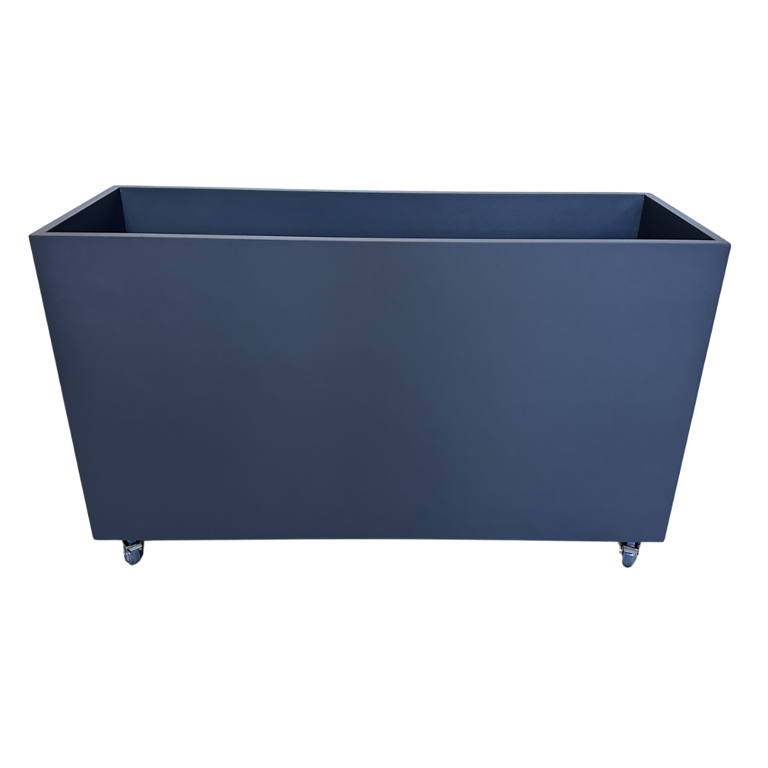 Hudson Metal Rectangle Planter w/ Wheels - Charcoal