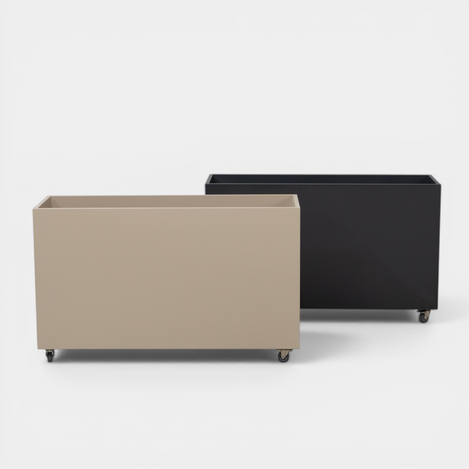 Hudson Metal 44" Rectangular Planter w/ Wheels - Taupe