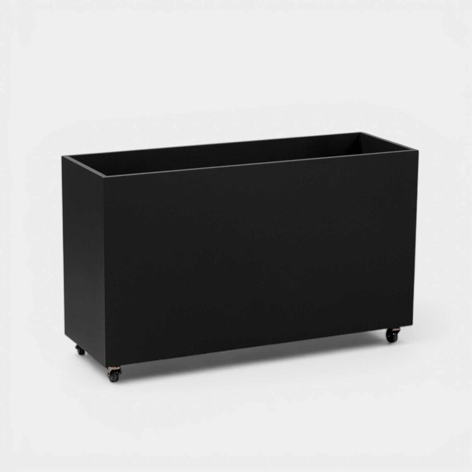 Hudson Metal 44" Rectangular Planter w/ Wheels - Matte Black