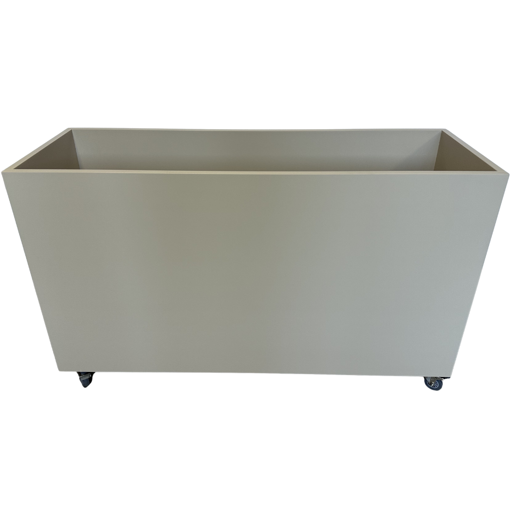 Hudson Metal Rectangle Planter w/ Wheels - Taupe