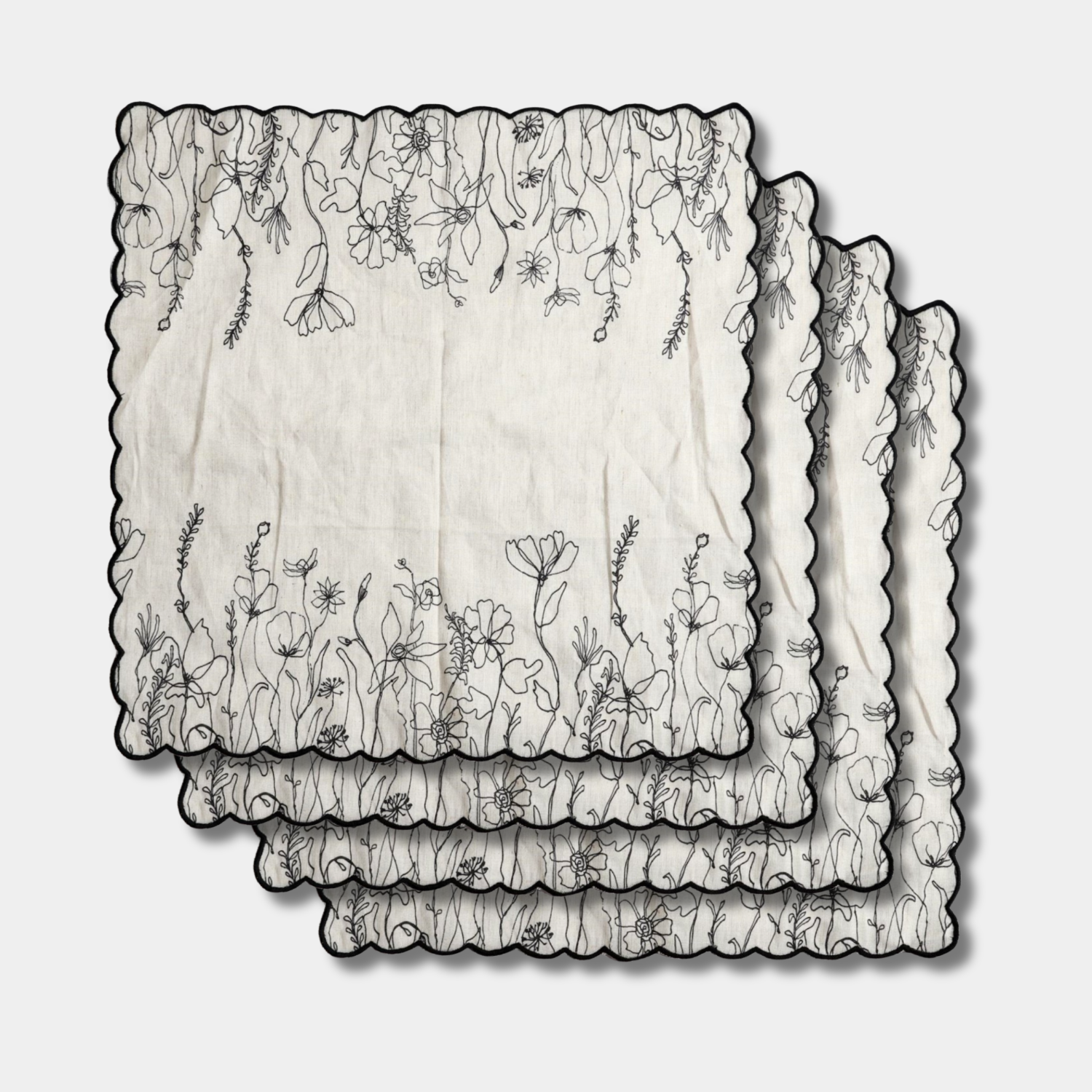 Scallop Flora Fields Cotton Napkins (Set of 4)