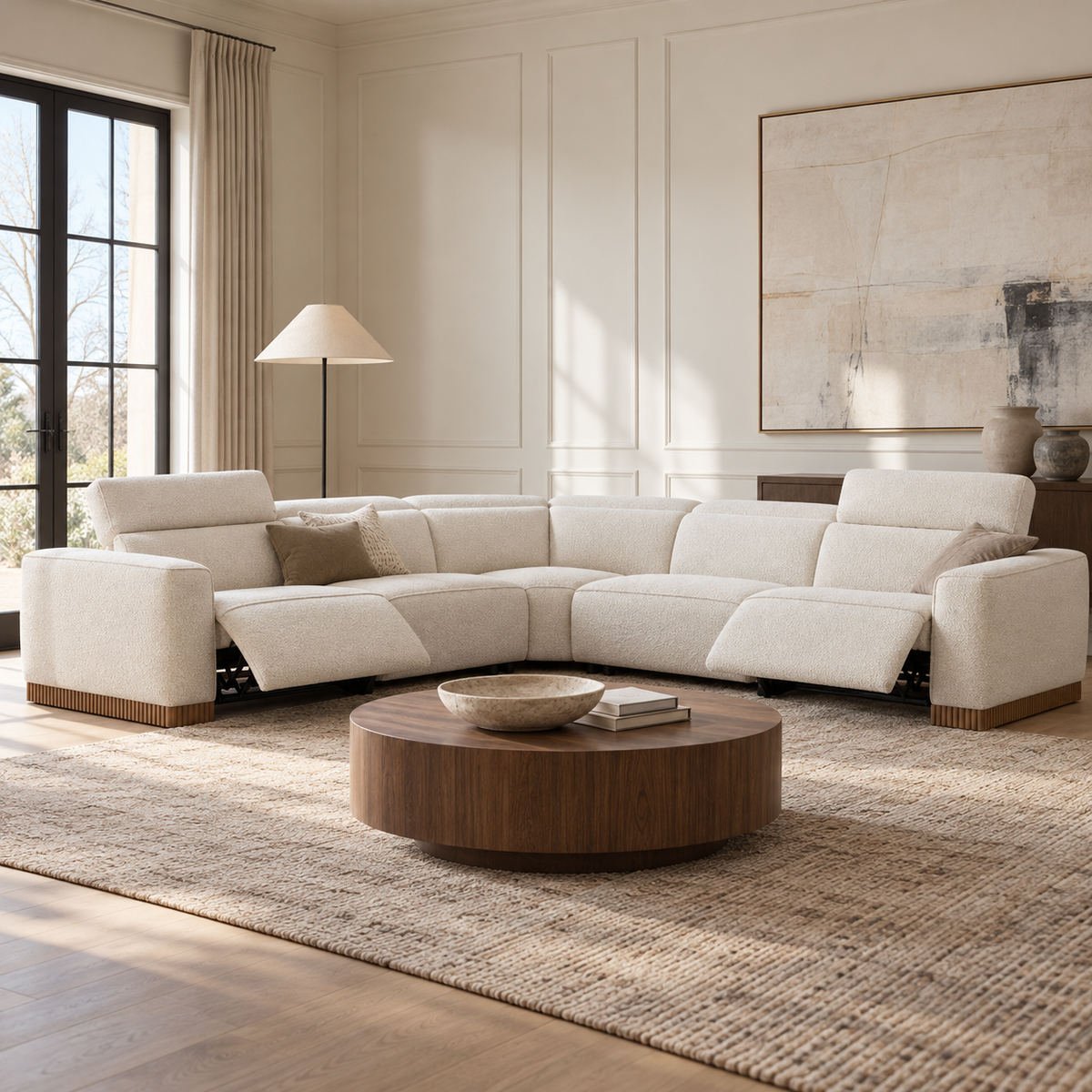 Lacombe Reclining 5pc L-Shape Sectional - Tasmin Linen