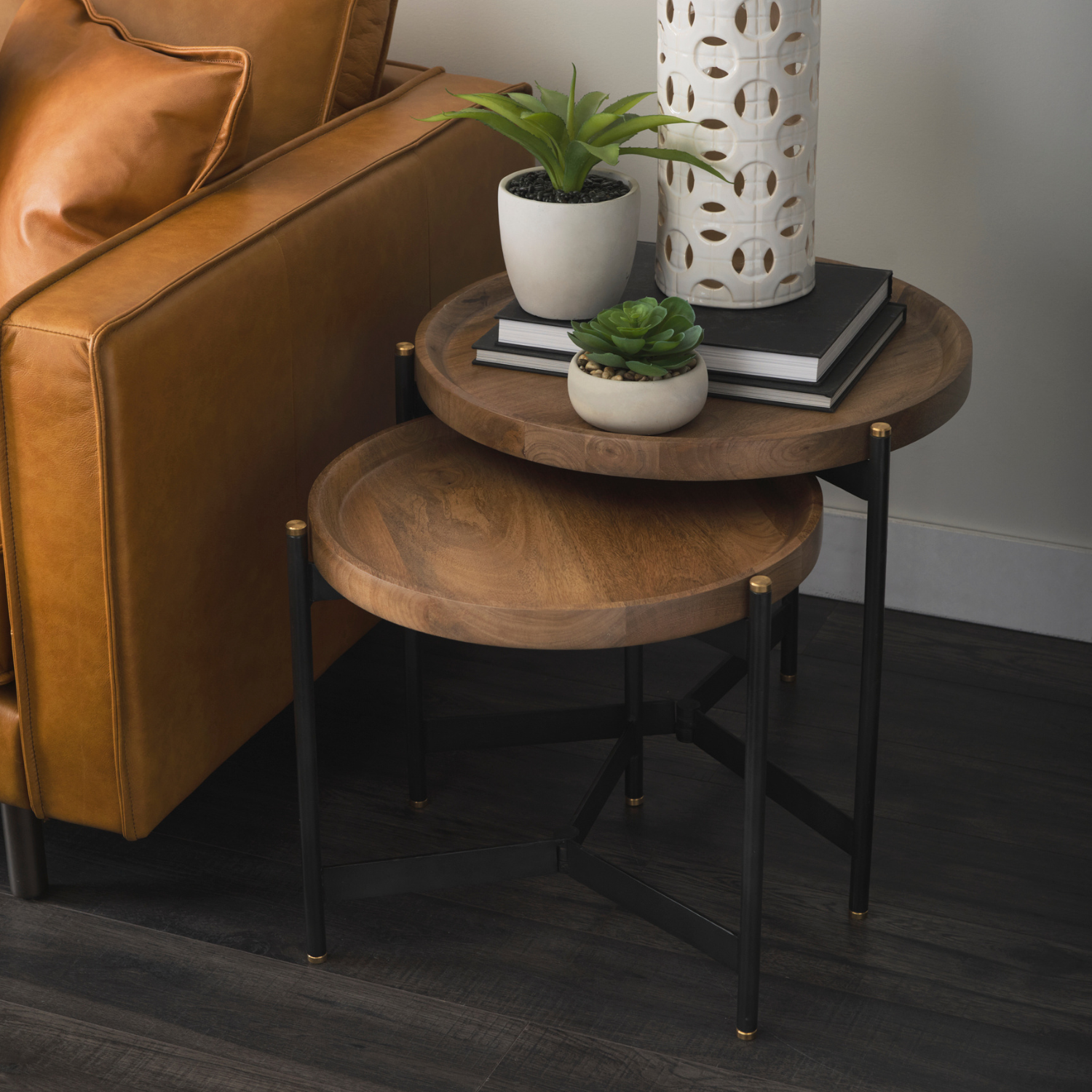 Trench Round Nesting Side Table Set