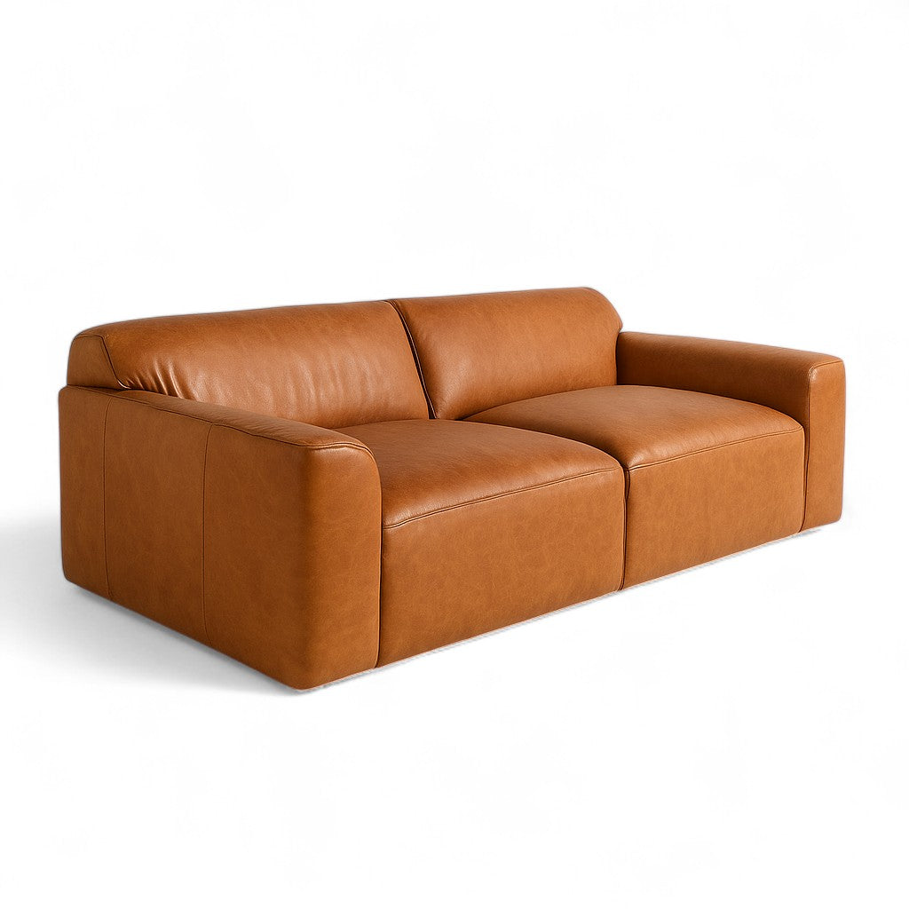 Aspen Distressed Cognac Leather 2 Seater Sofa