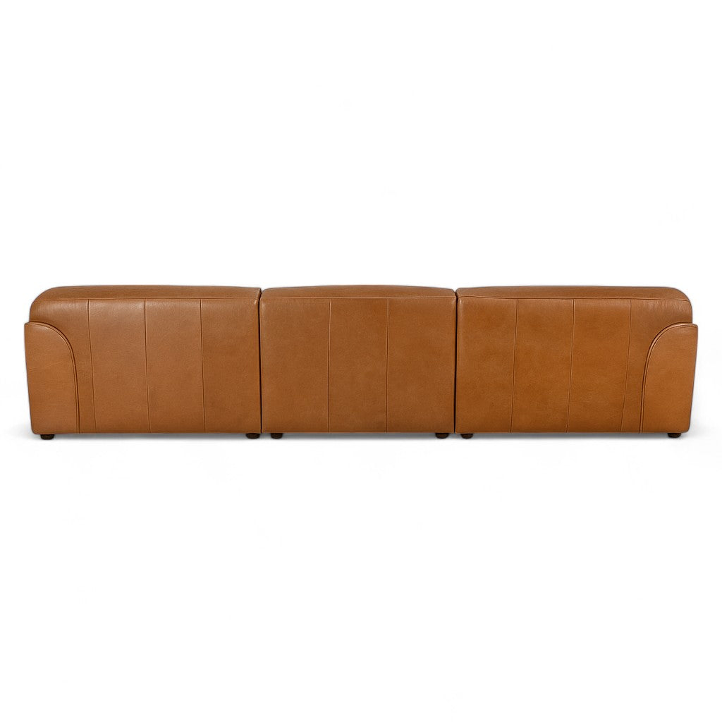 Aspen Distressed Cognac Leather 3 Seater Sofa with Ottoman