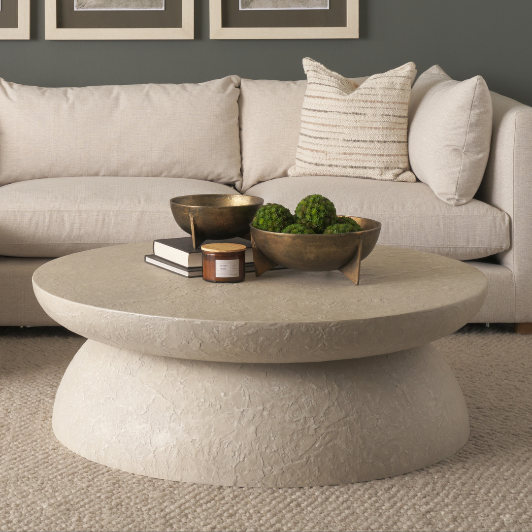 Driftstone Pillar Concrete 48" Round Coffee Table