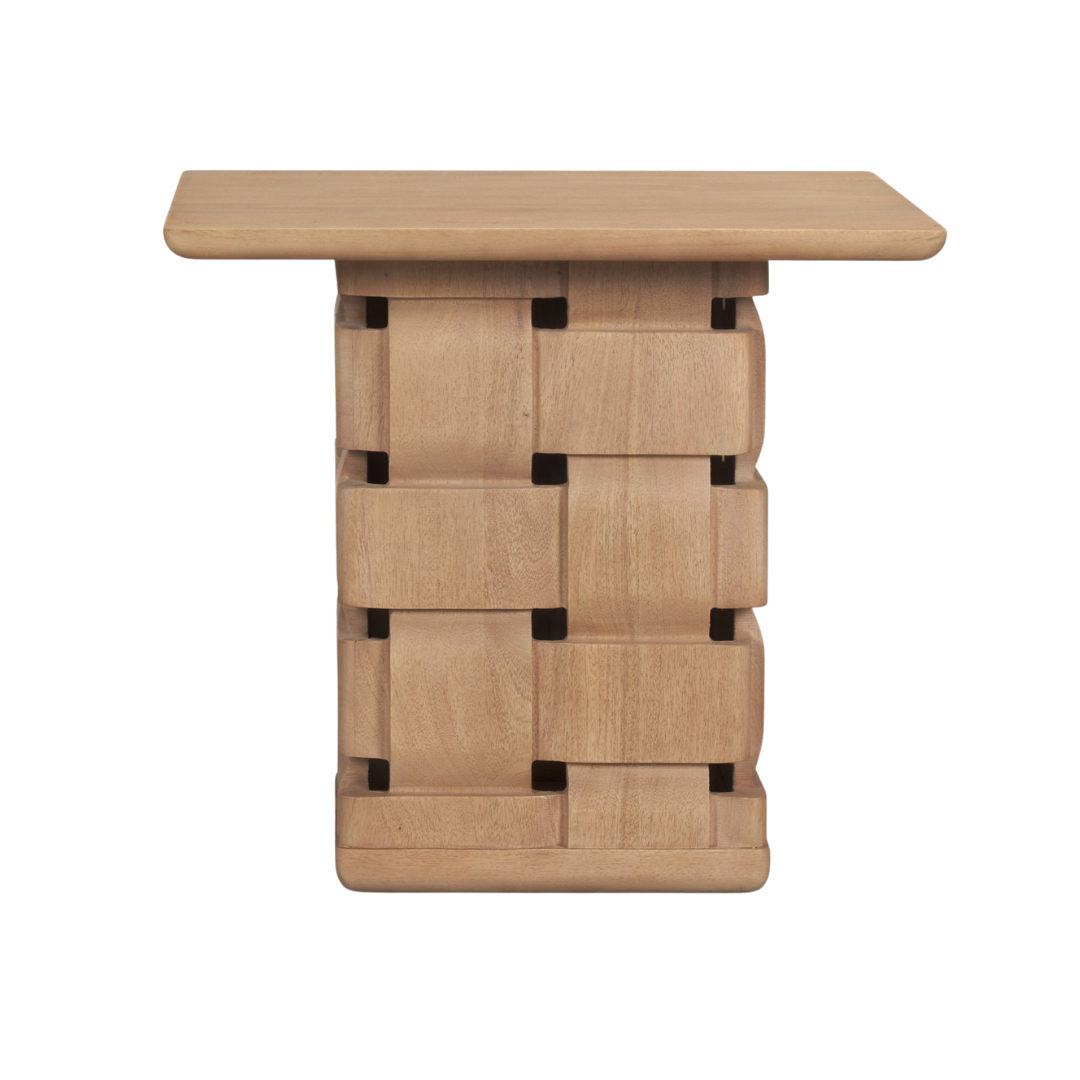 Arbor Weave Wood Side Table - Natural
