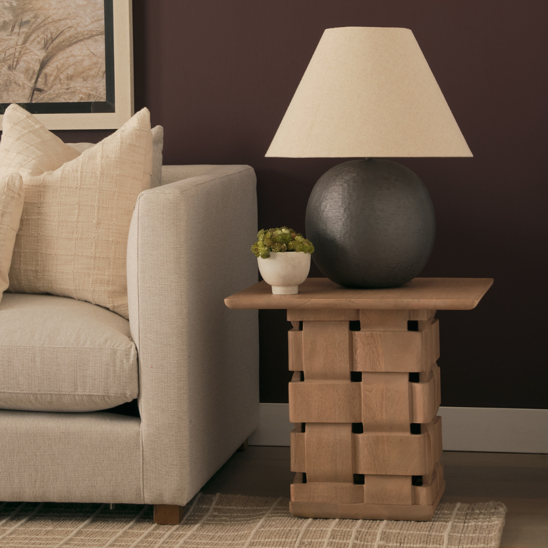 Arbor Weave Wood Side Table - Natural