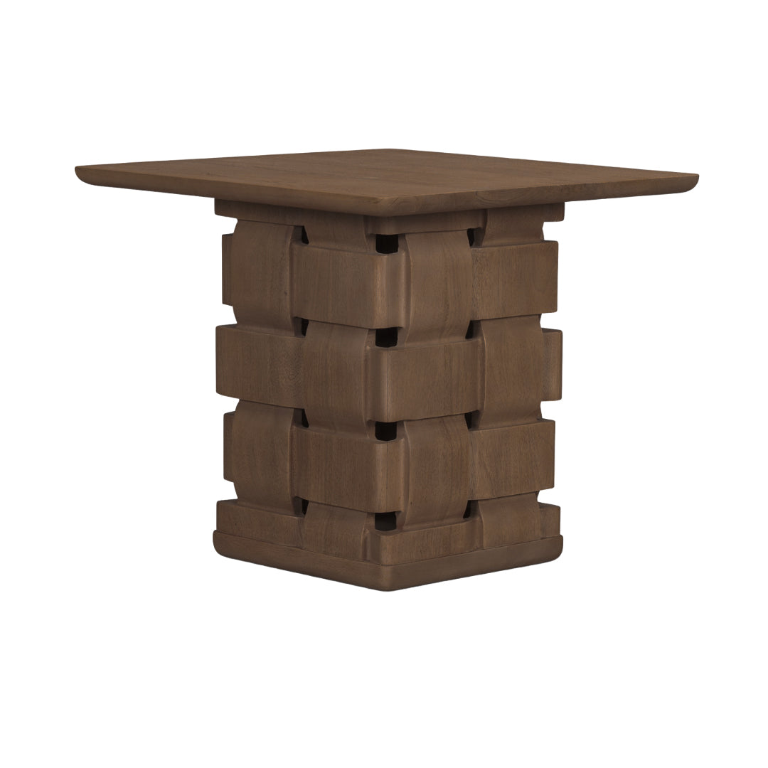 Arbor Weave Wood Side Table - Dark Brown