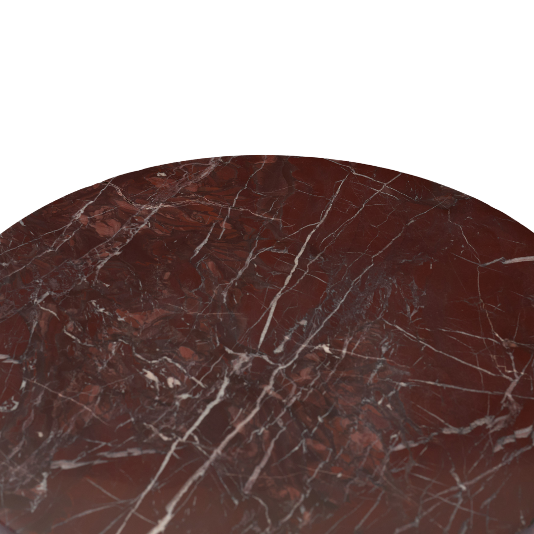 Halo Pedestal Marble Side Table - Rosso Red