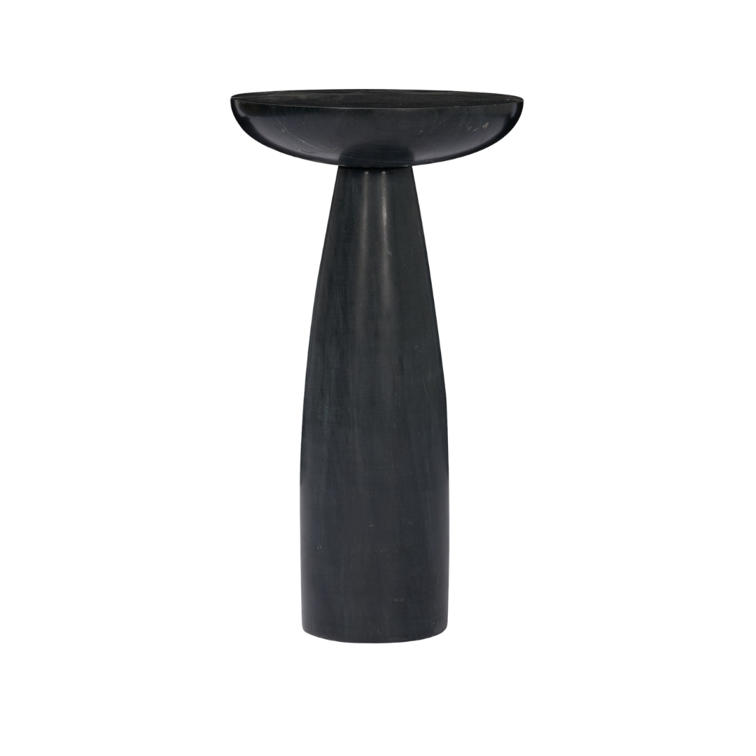 Halo Pedestal Marble Side Table - Black