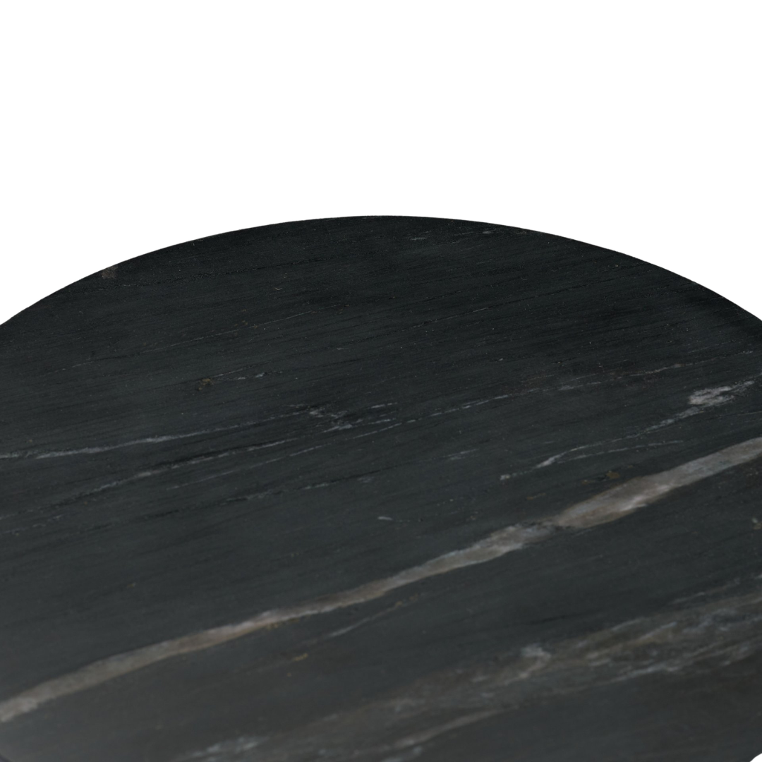 Halo Pedestal Marble Side Table - Black