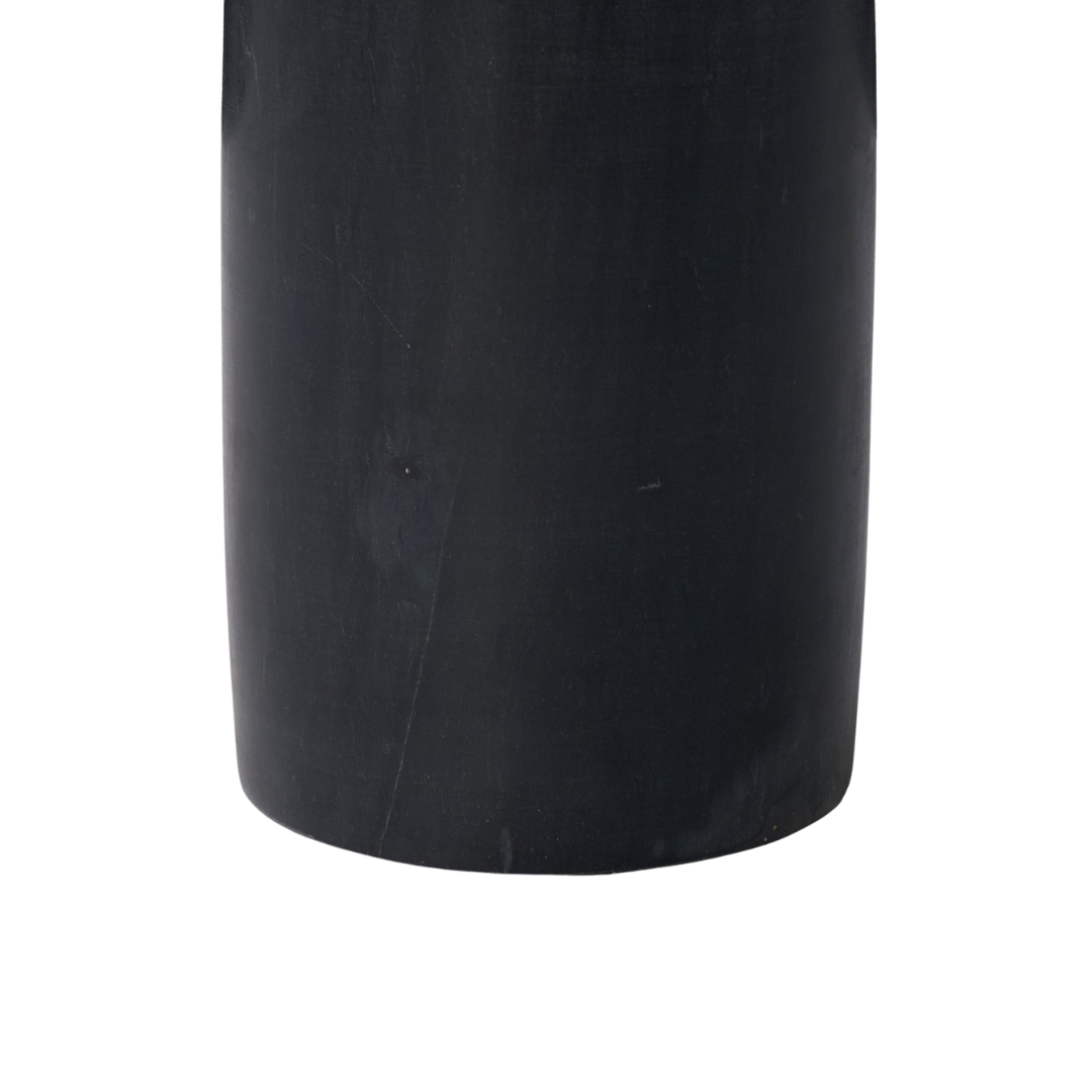 Halo Pedestal Marble Side Table - Black