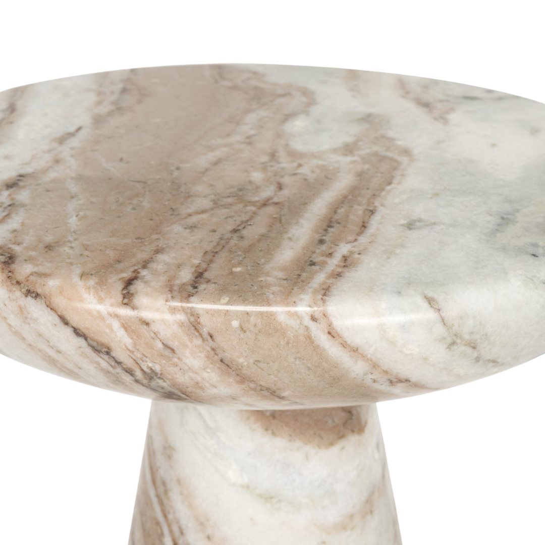 Halo Pedestal Marble Side Table - Pink