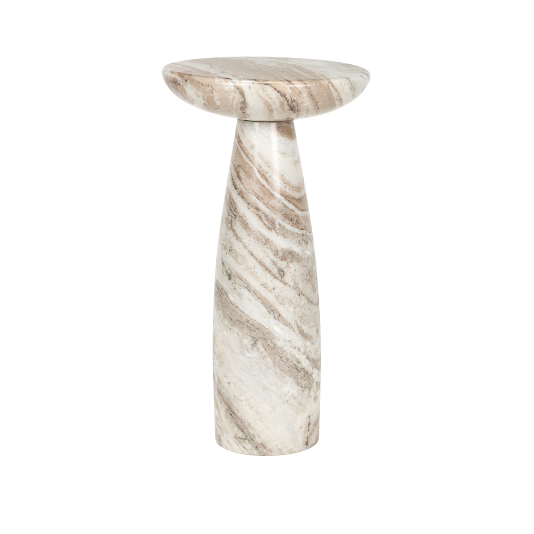 Halo Pedestal Marble Side Table - Pink