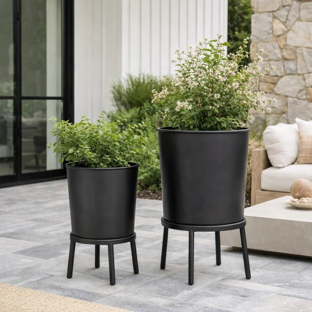 Hudson Metal Planter - Charcoal