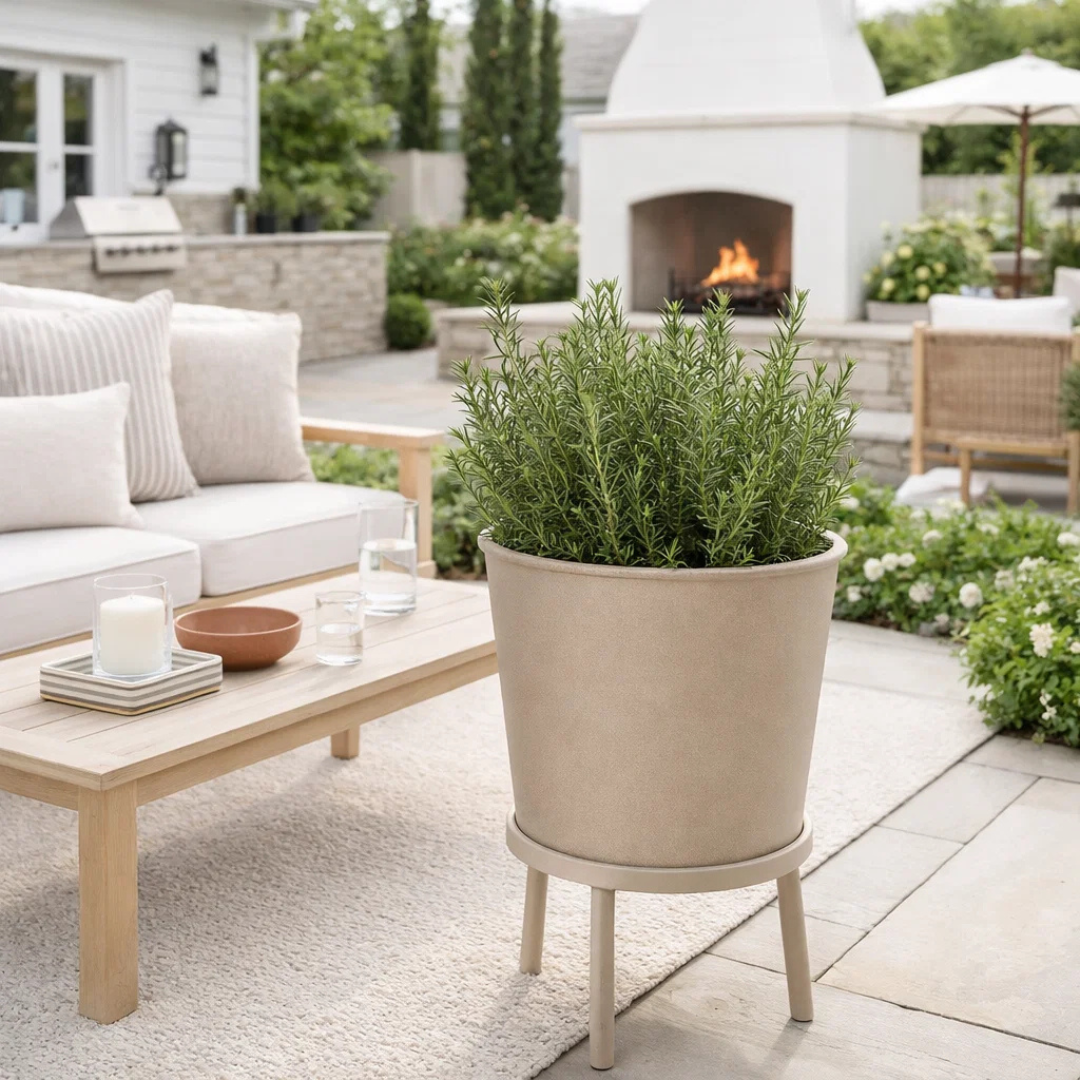 Hudson Metal Planter - Stone Taupe