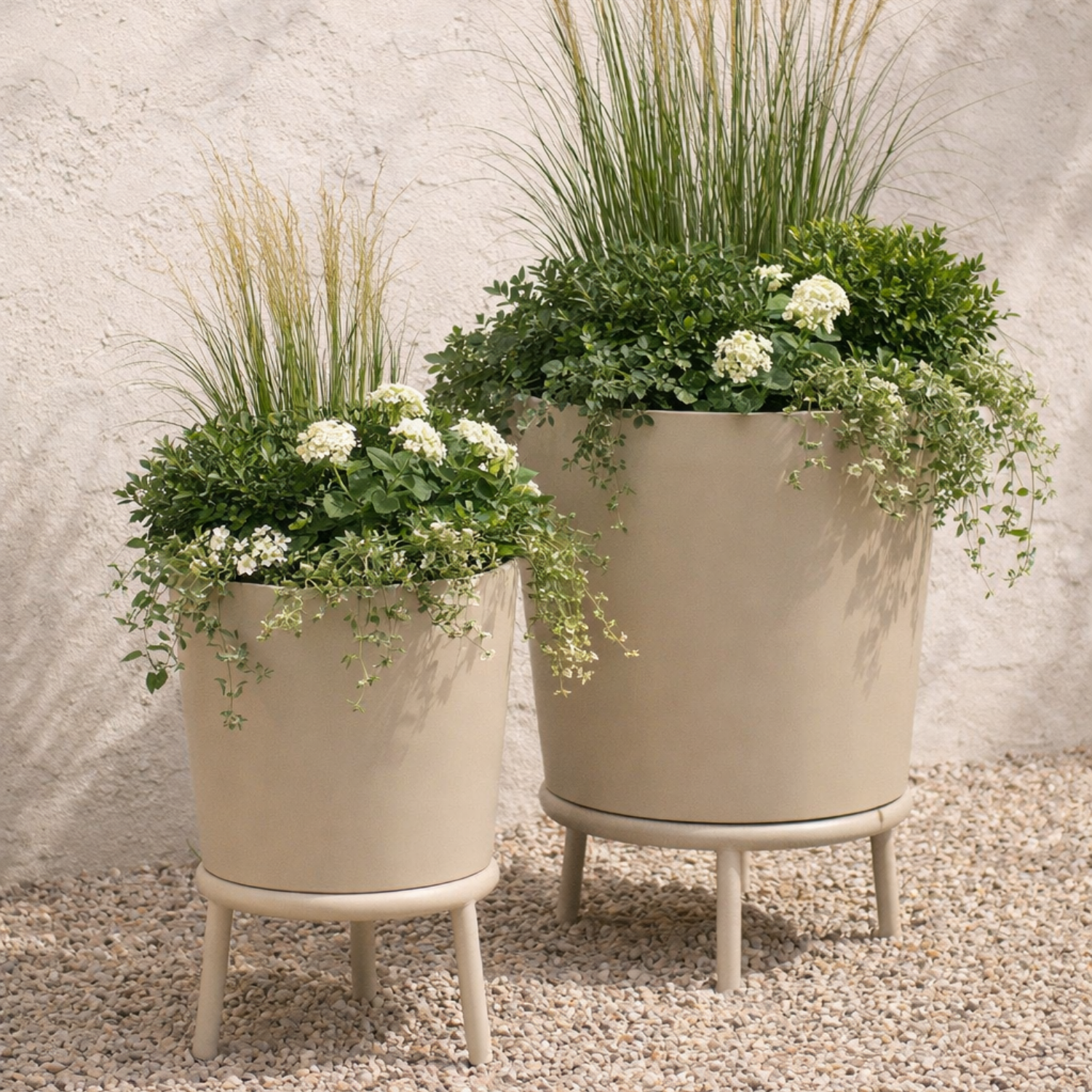 Hudson Metal Planter - Stone Taupe