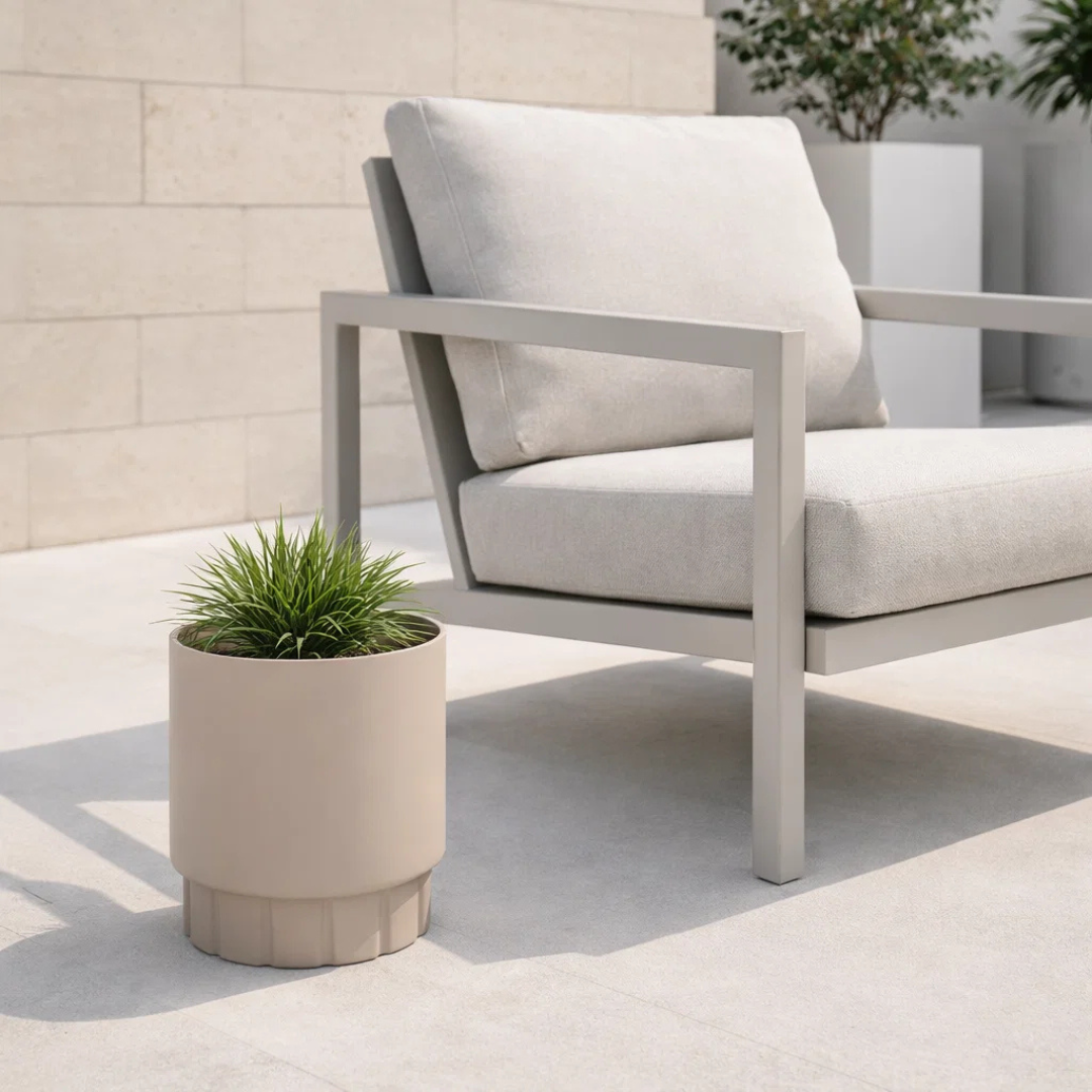 Lotus Metal Planter - Taupe