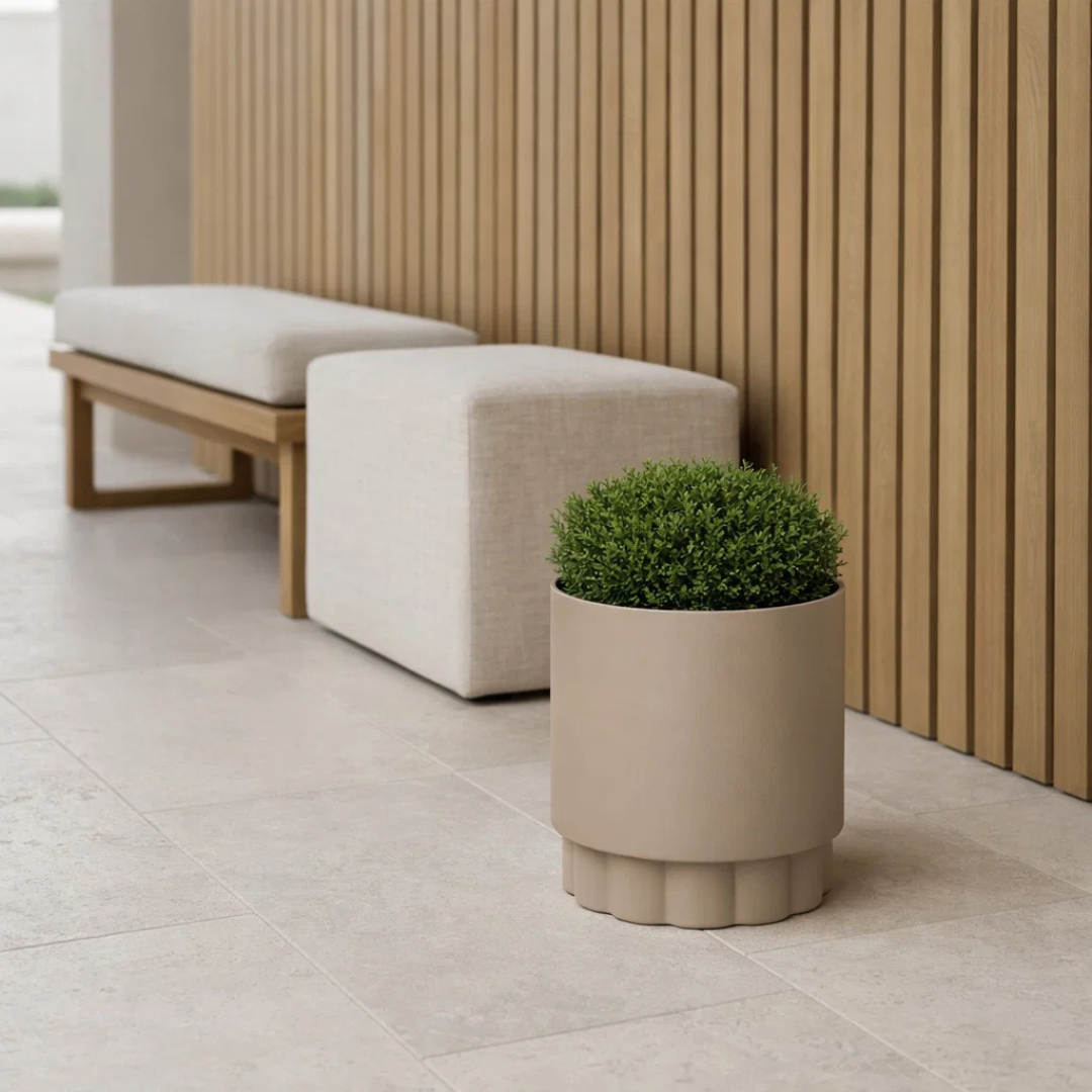 Lotus Metal Planter - Taupe