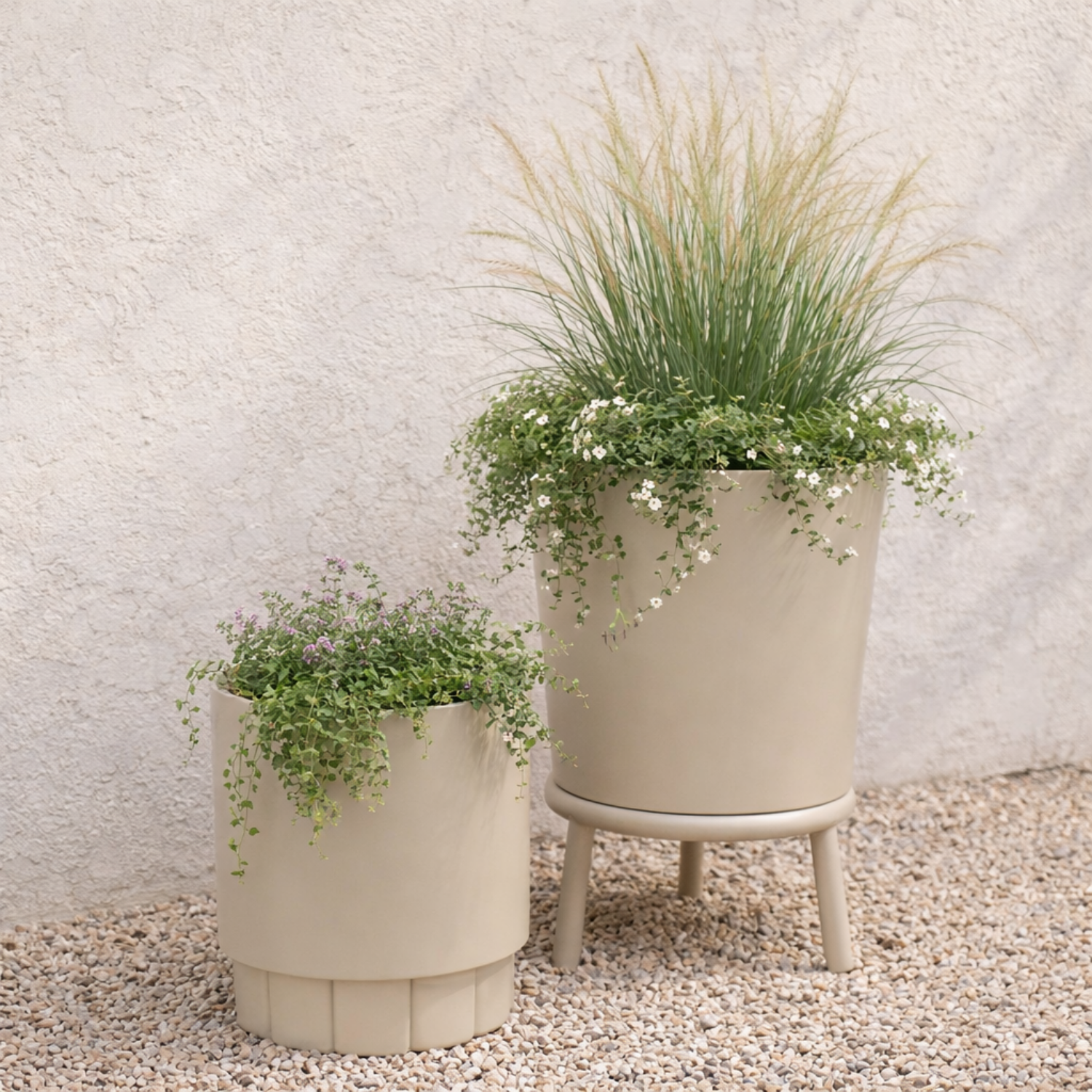 Hudson Metal Planter - Stone Taupe