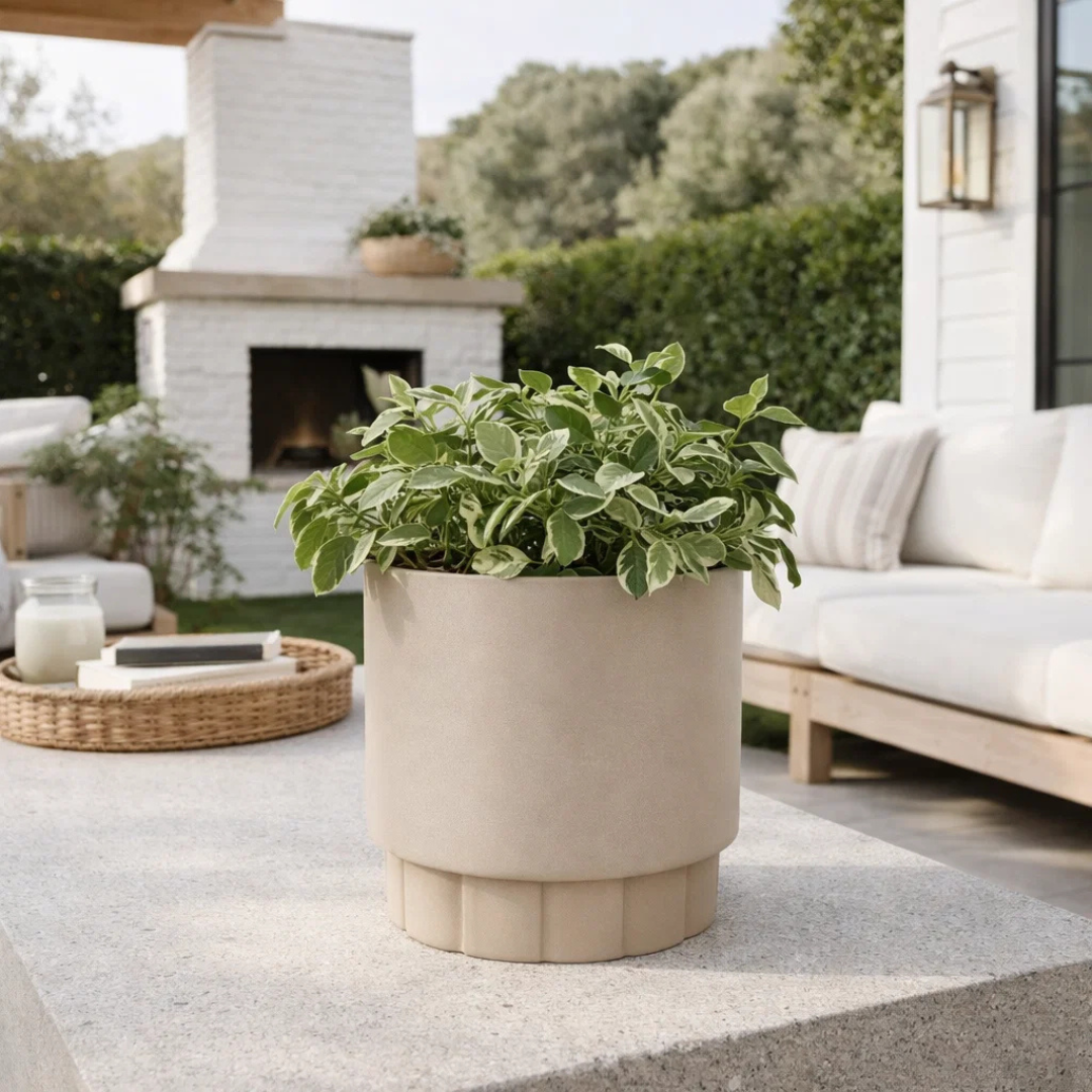 Lotus Metal Planter - Taupe