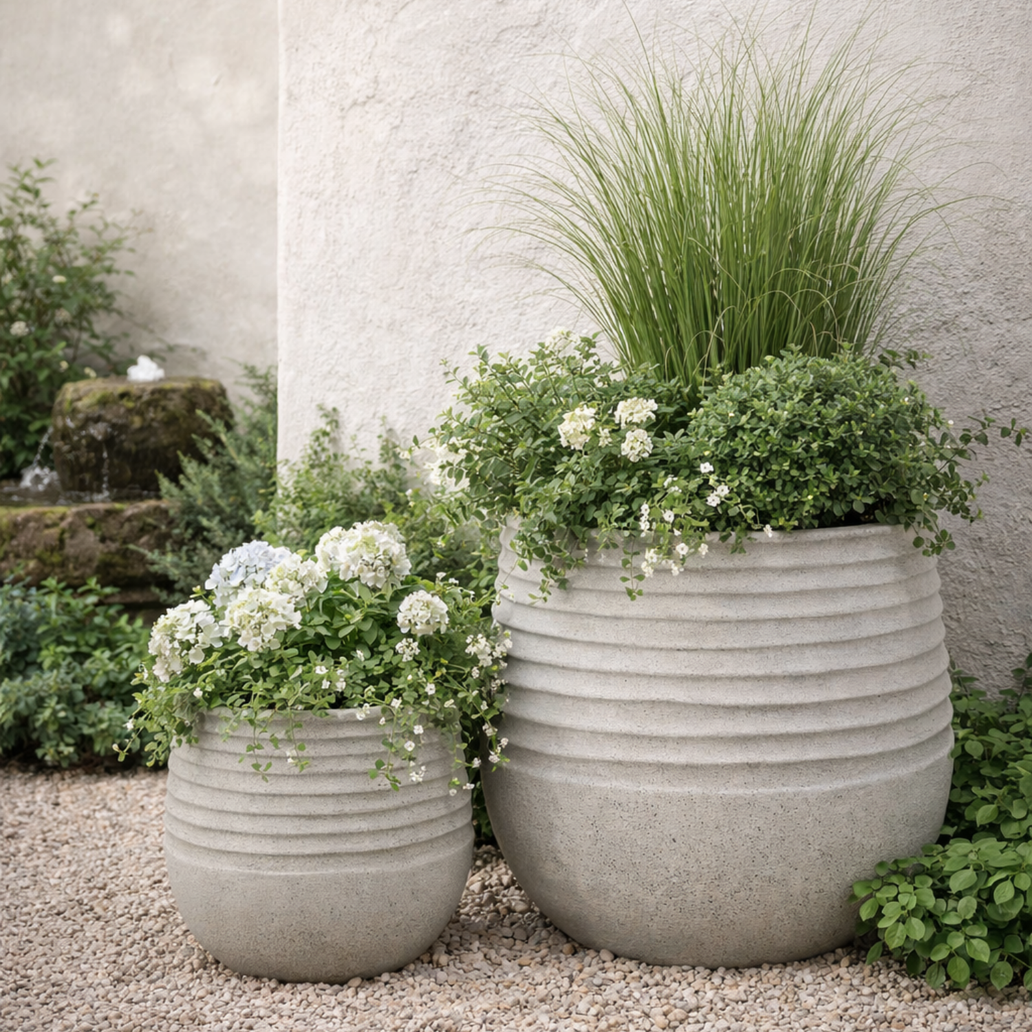 Welland Textured Planters - Stone